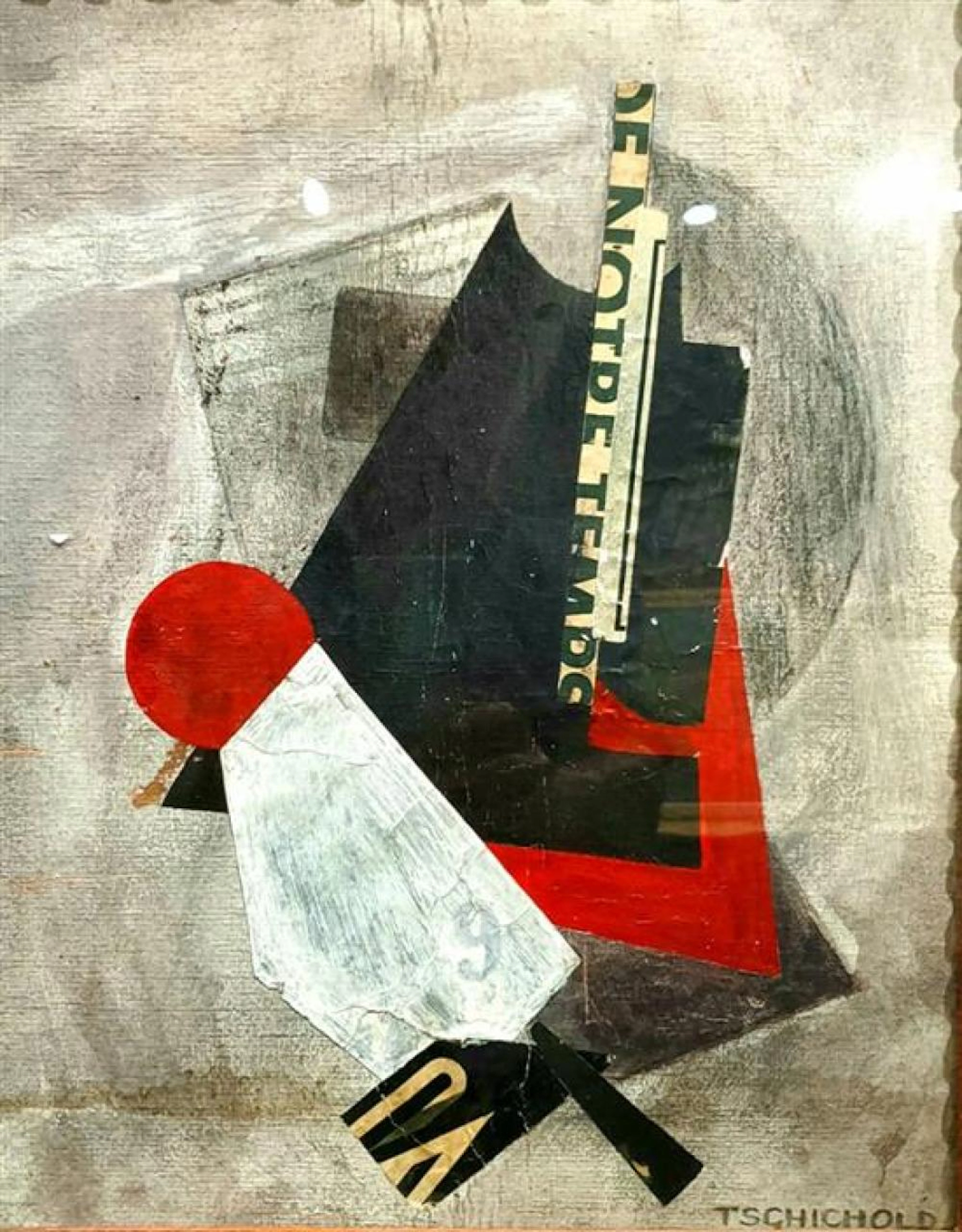 **Jan Tschichold 1902-1974 (German) Abstract composition mixed media and collage on cardboard