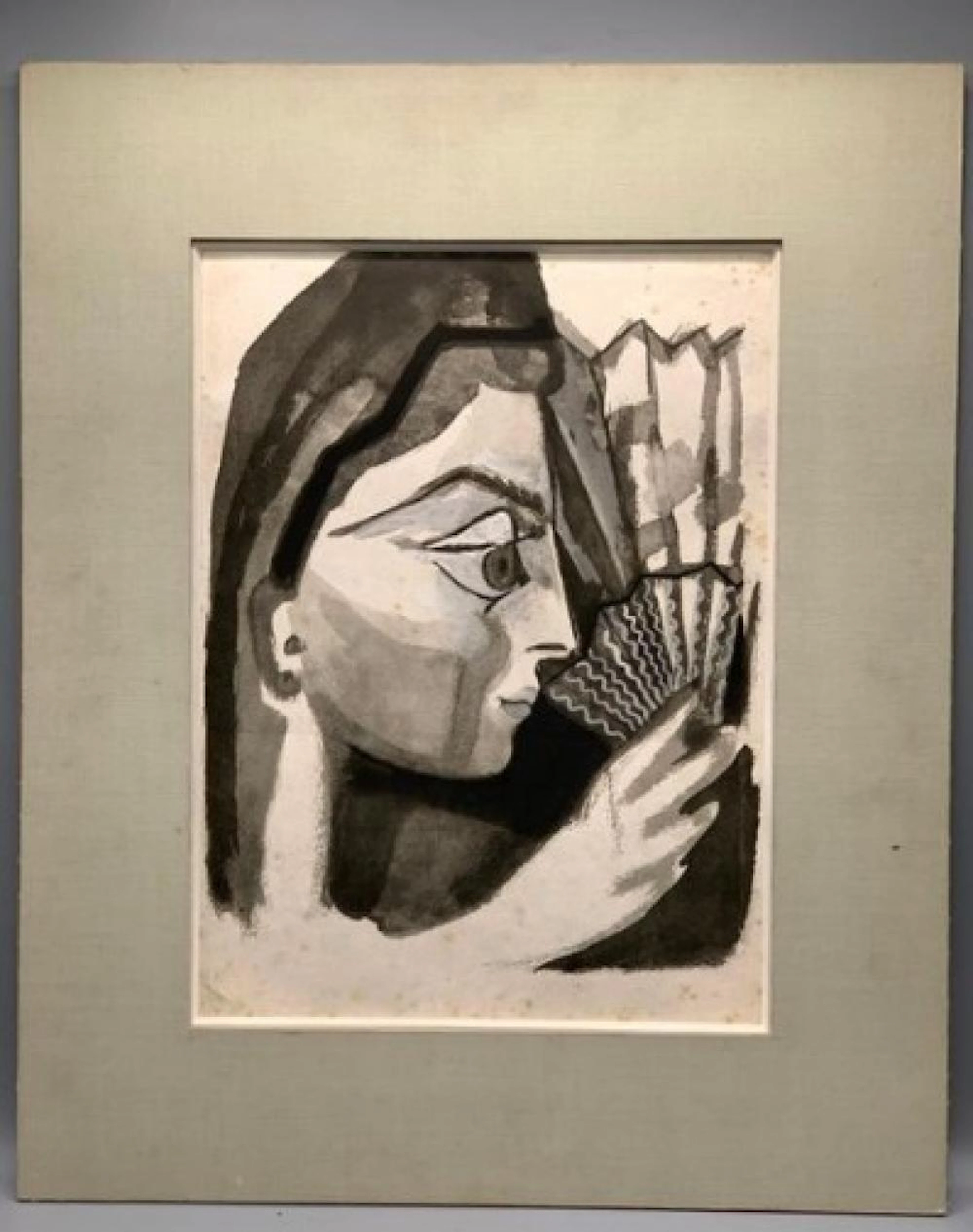 **Francoise Gilot b.1921 (French) Spanish girl with a fan black print on Japanies paper