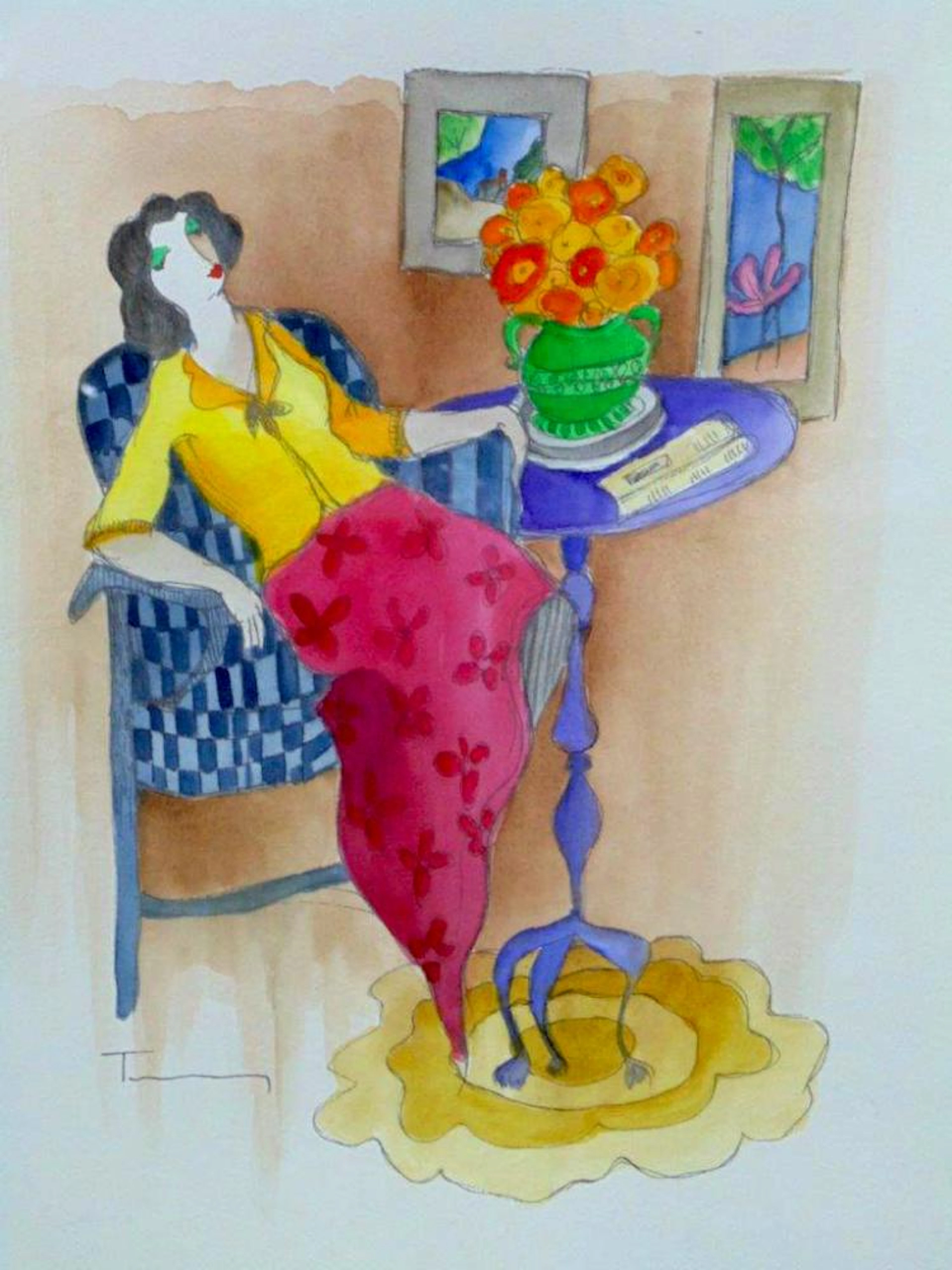Itzchak Tarkay "A Peaceful Moment" WN3555