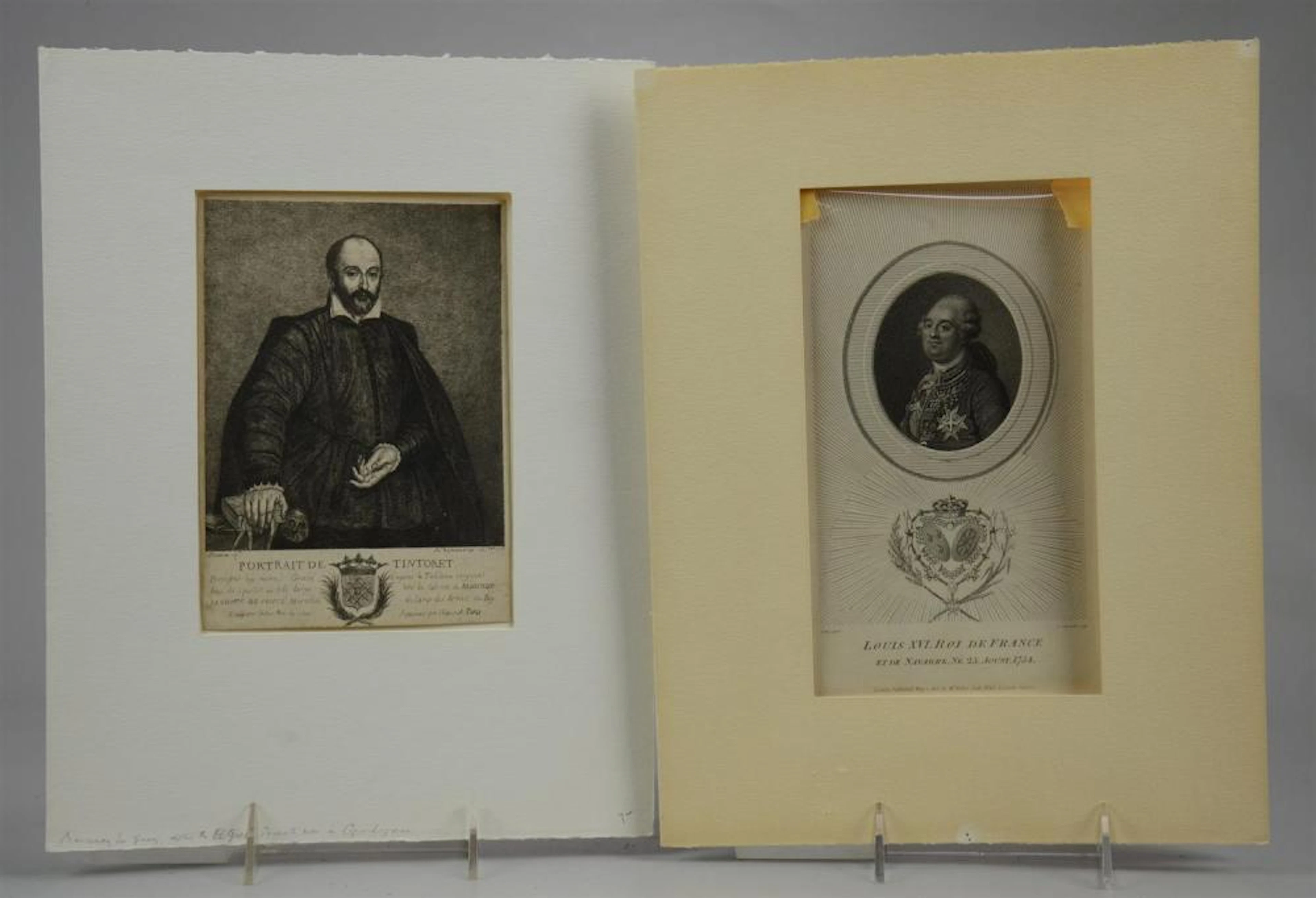 (2)  Antiquarian etched portraits on paper