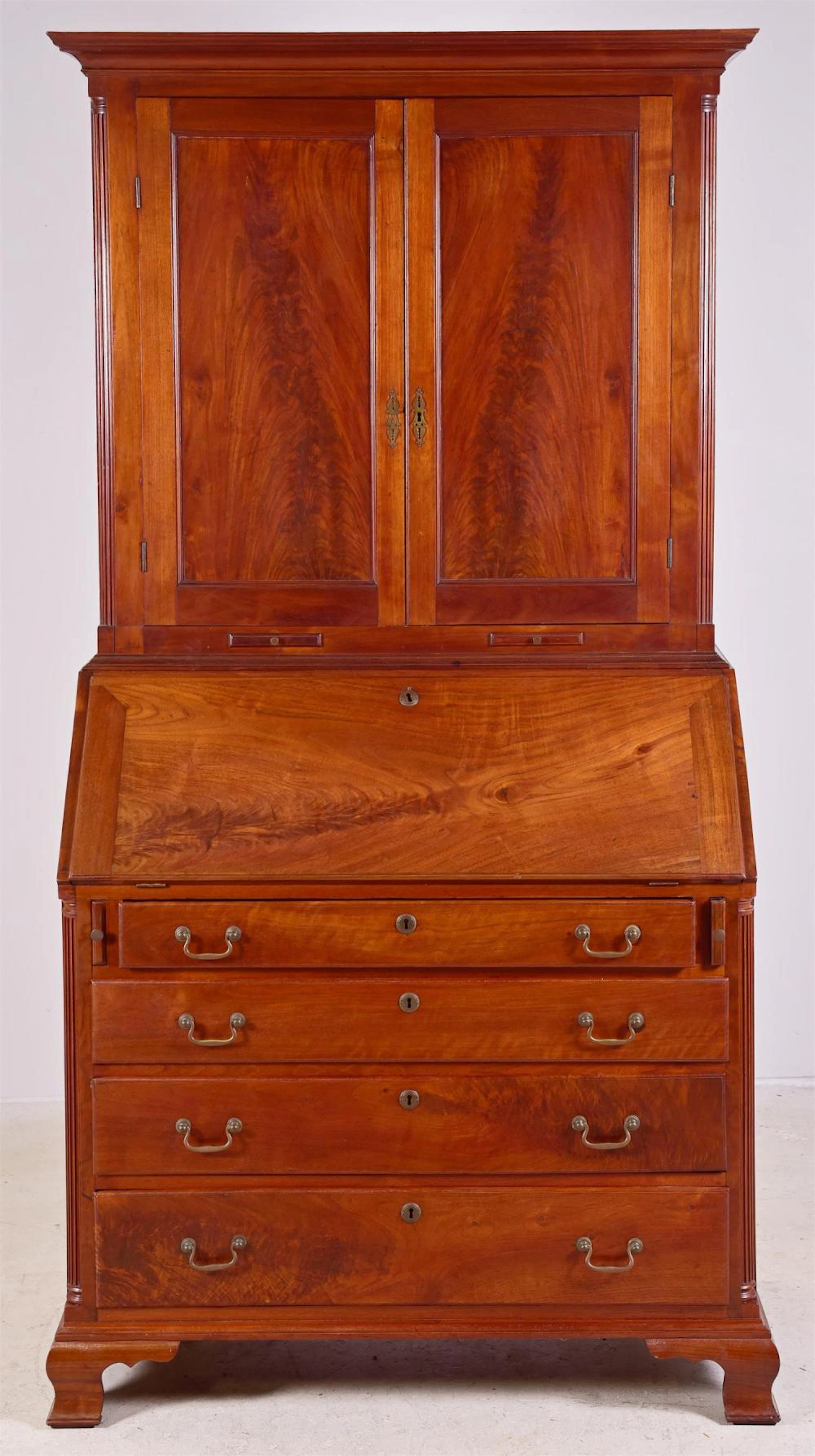 Walnut Chippendale 2 Part Secretary Desk