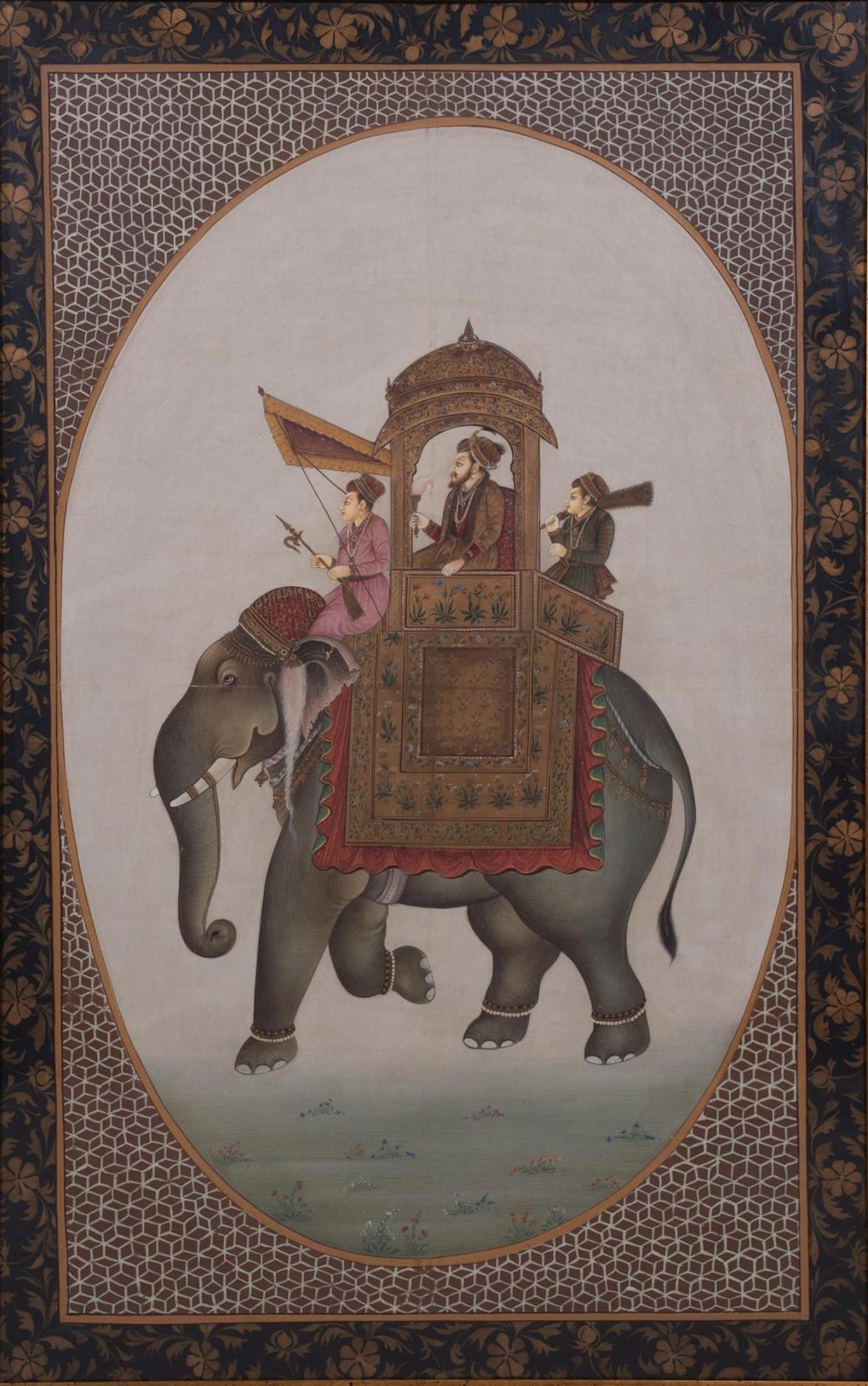 Indo Persian Painting of a Noble on Elephant