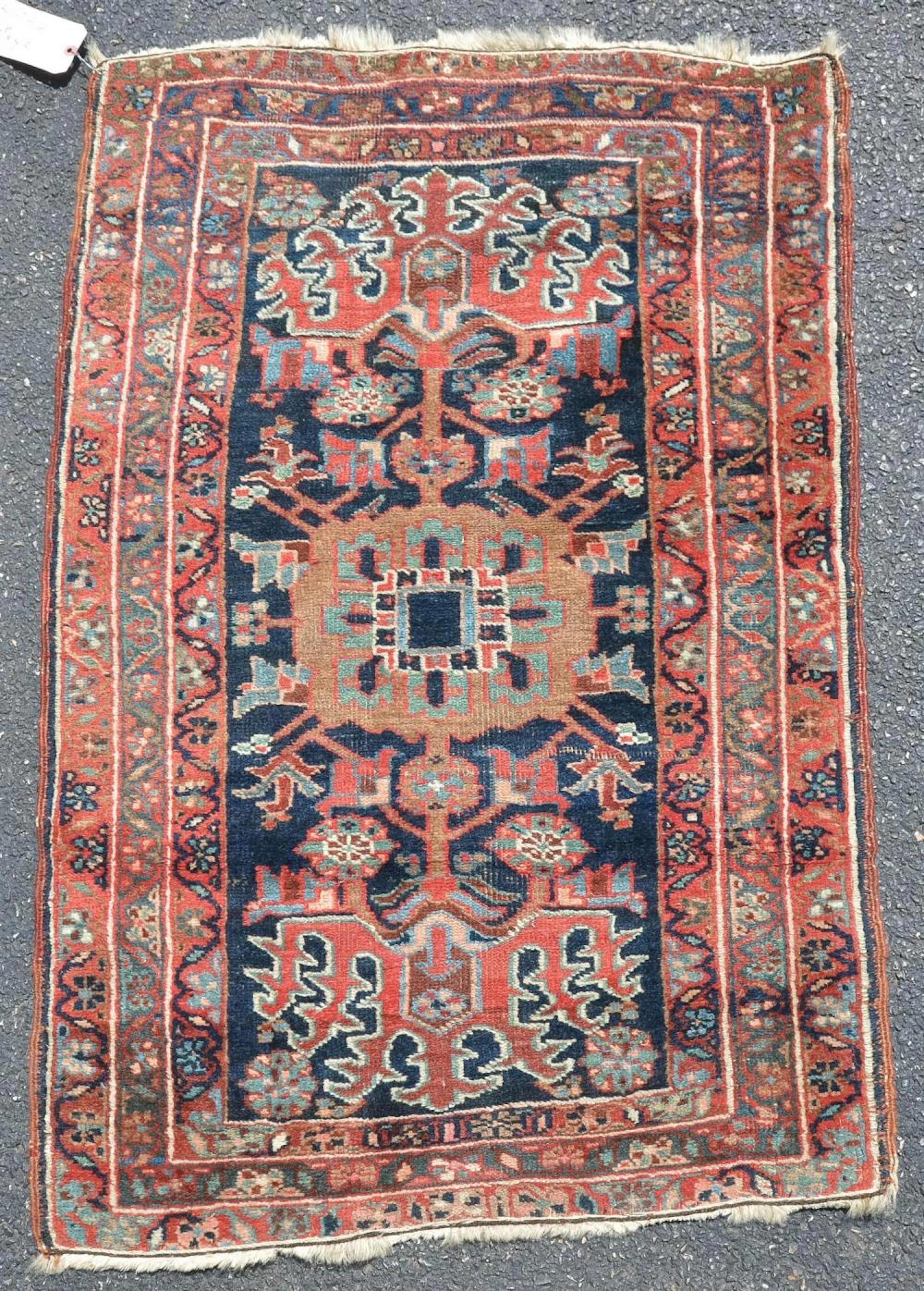 2'8" x 4'2" Antique 19th C Persian Heriz, area carpet, excellent condition