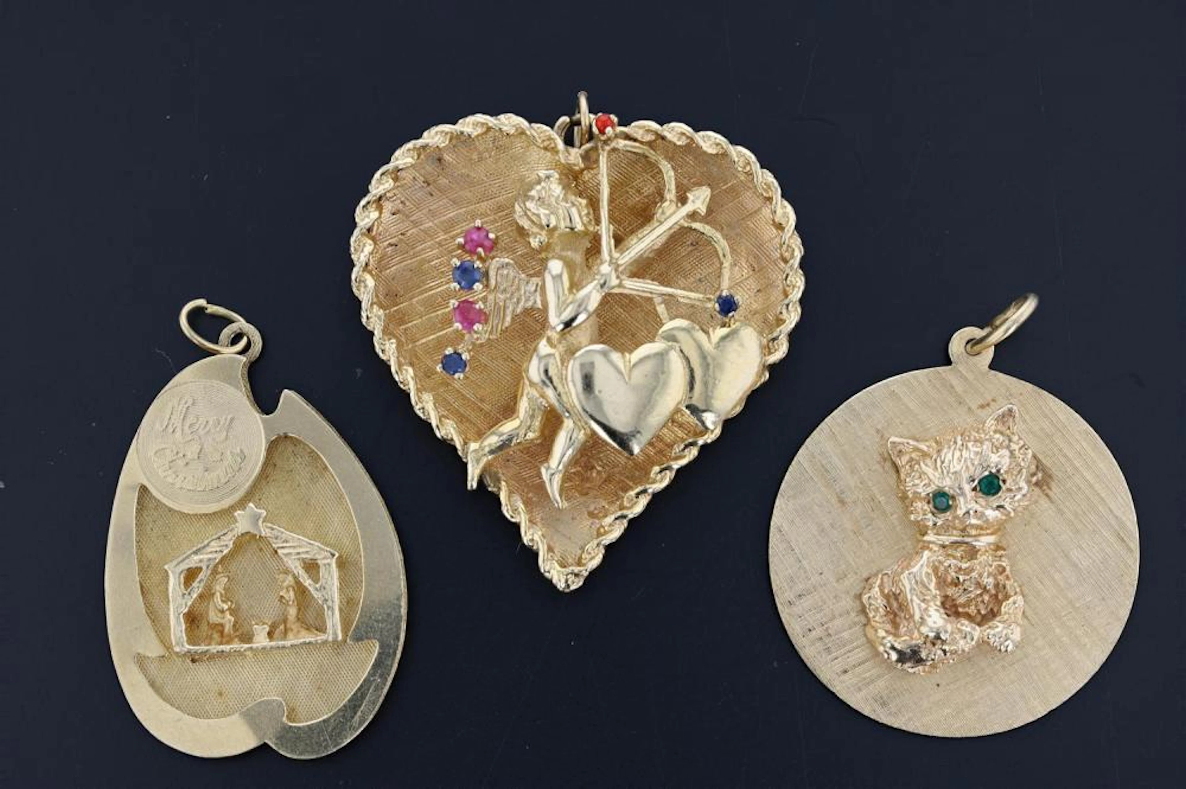 (3) 14YG Round Charms