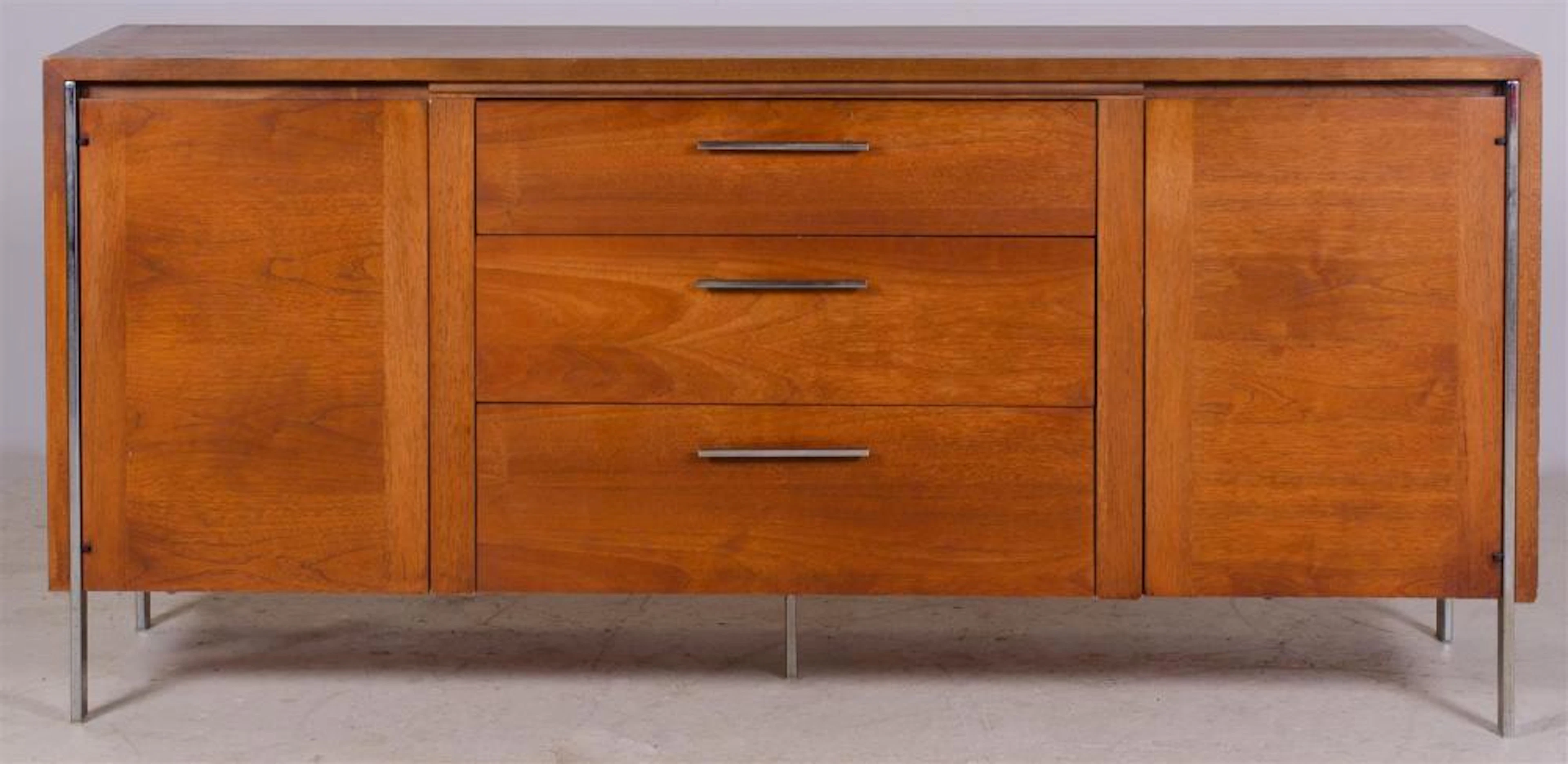 Lane Modern Design chrome and walnut sideboard