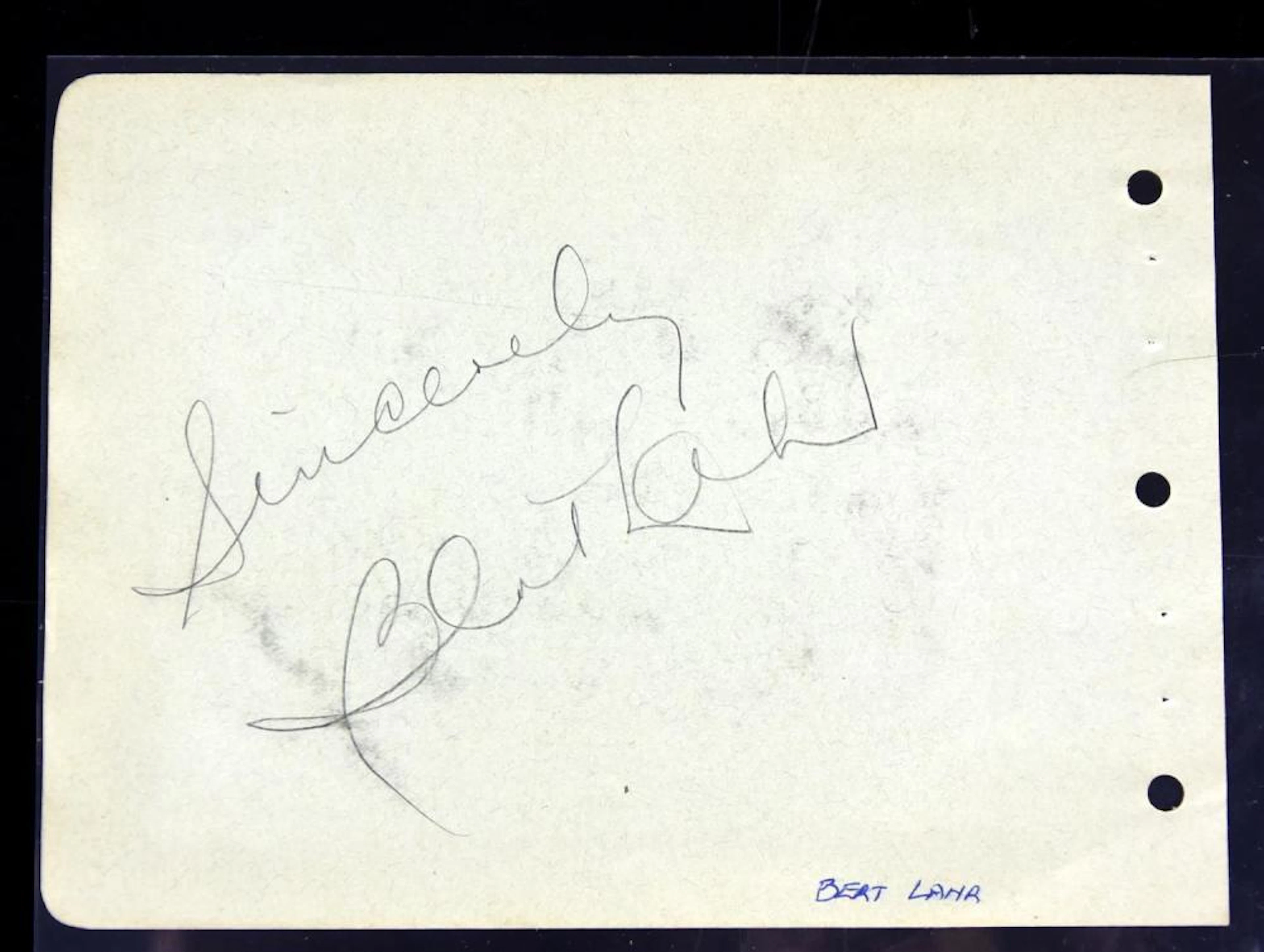 Bert Lahr autograph