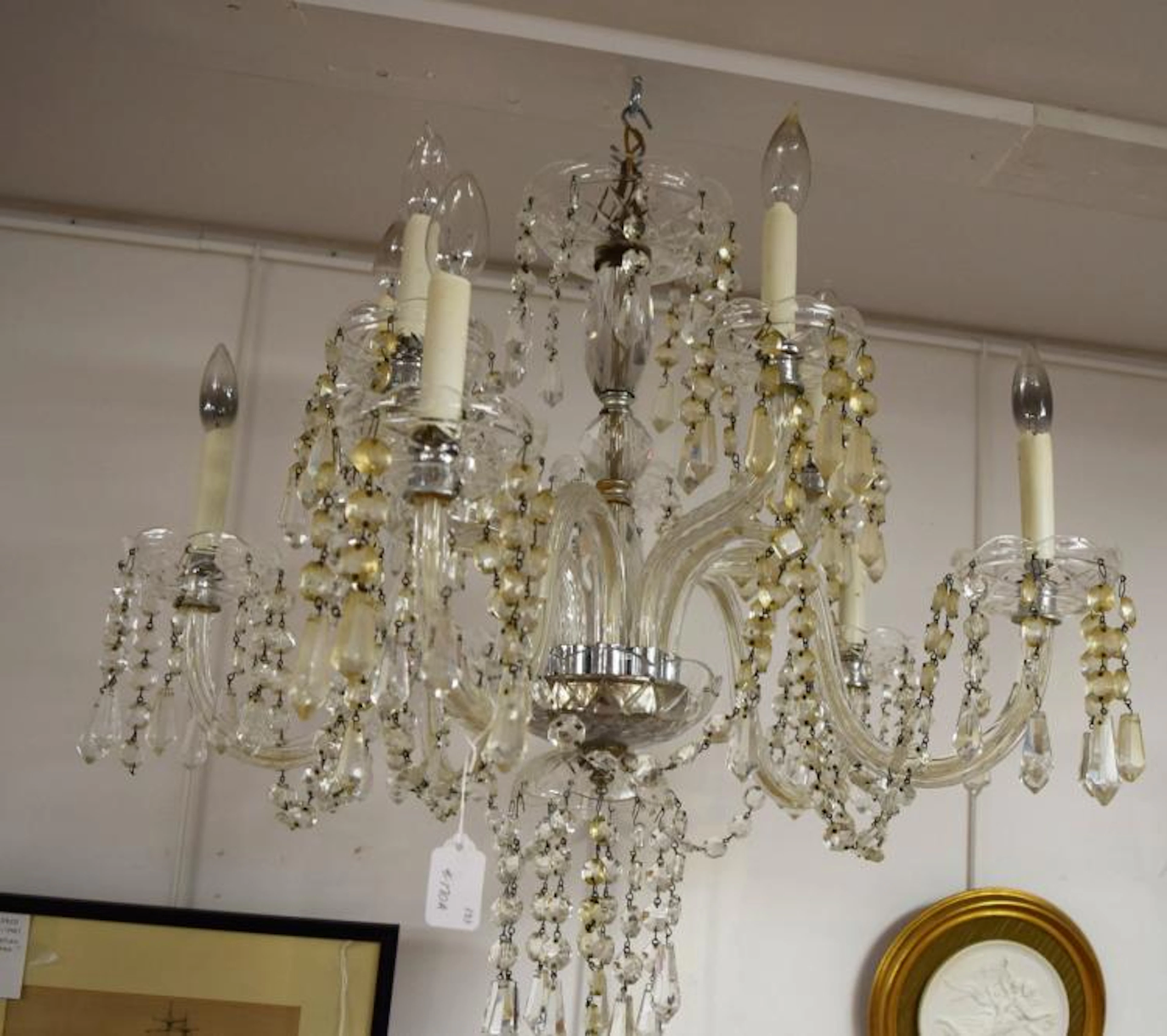 TEN LIGHT CRYSTAL CHANDELIER