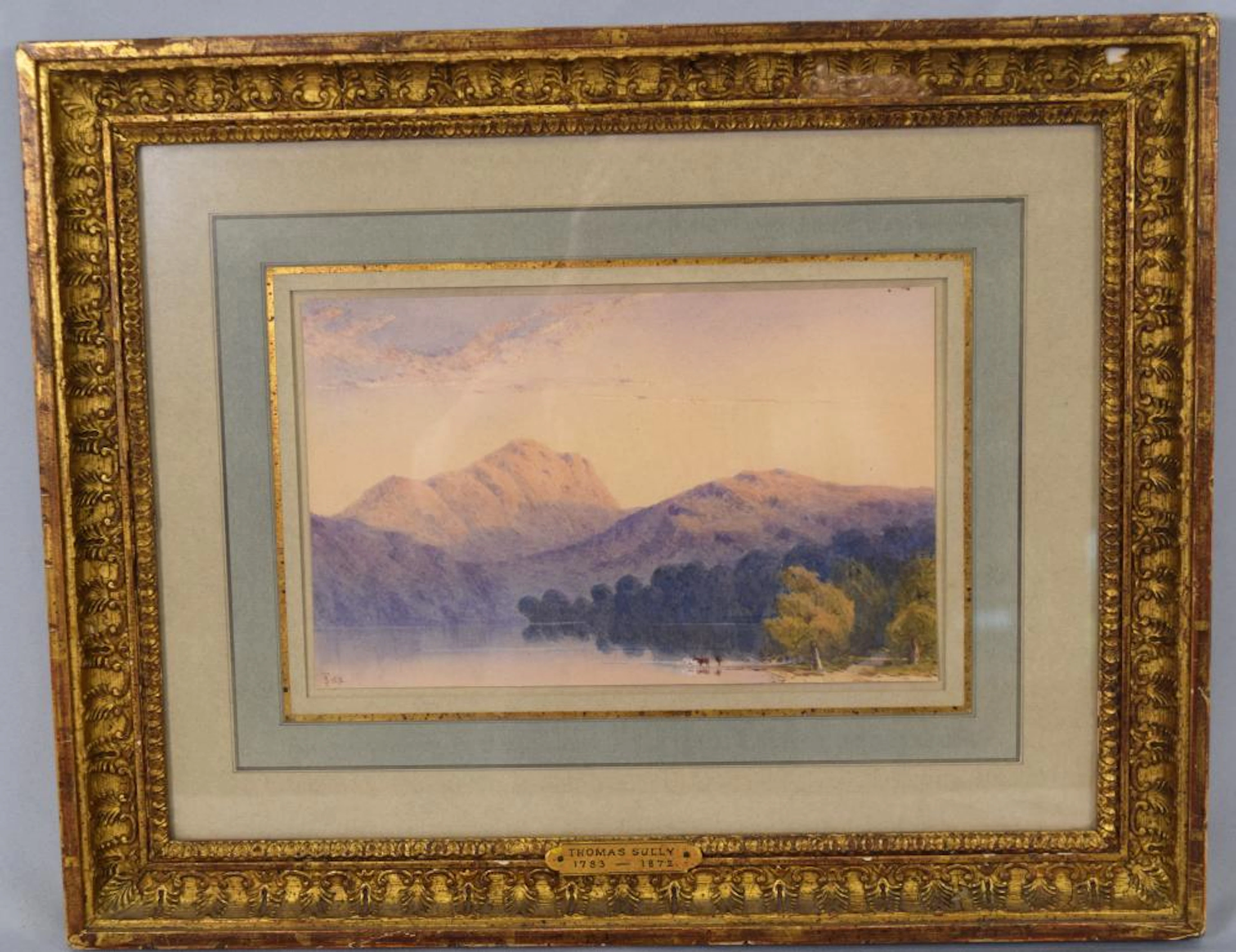 THOMAS SULLY WATERCOLOR LANDSCAPE PAINTING