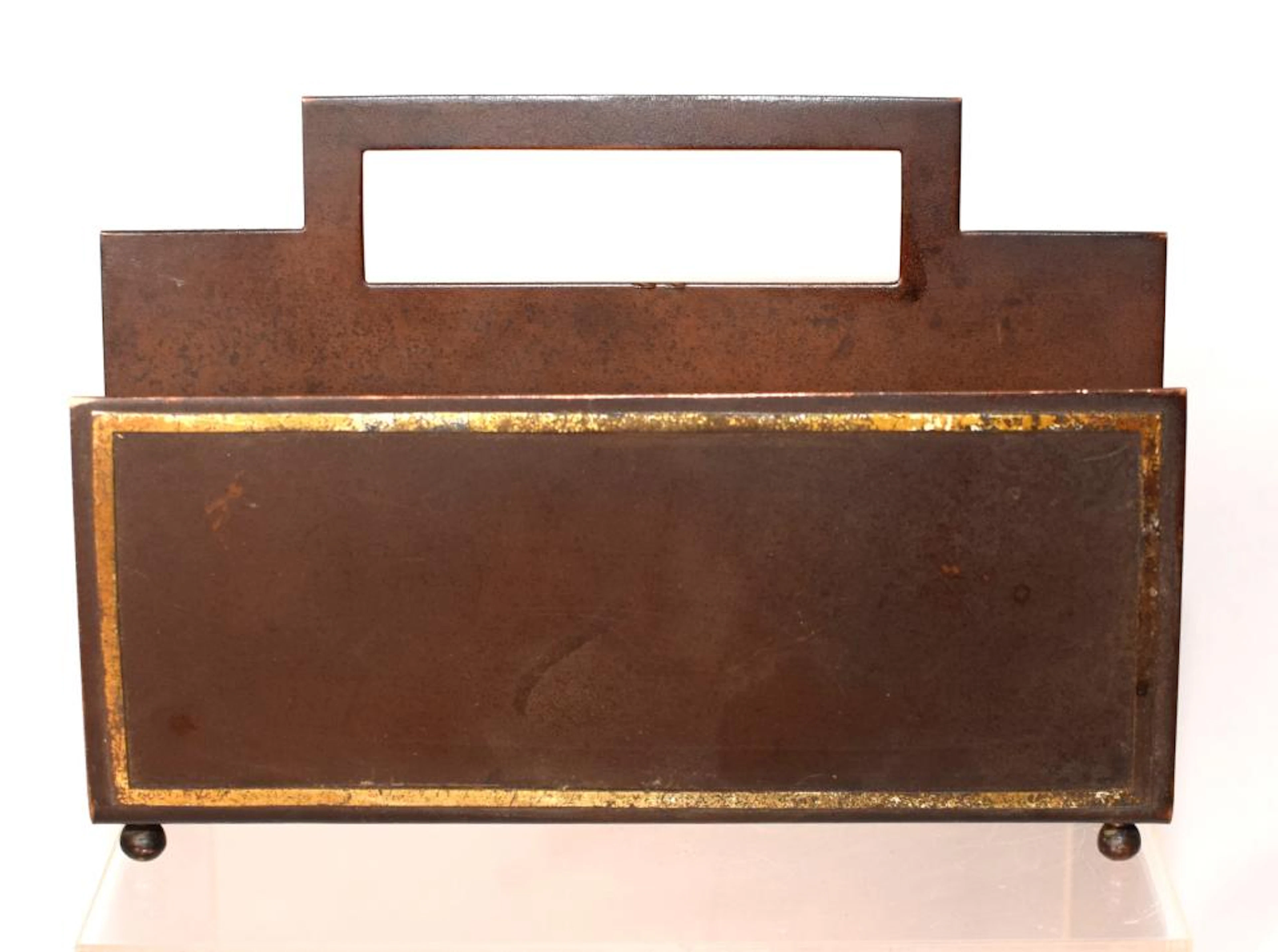 c1920s HEINTZ STERLING ON BRONZE LETTER RACK