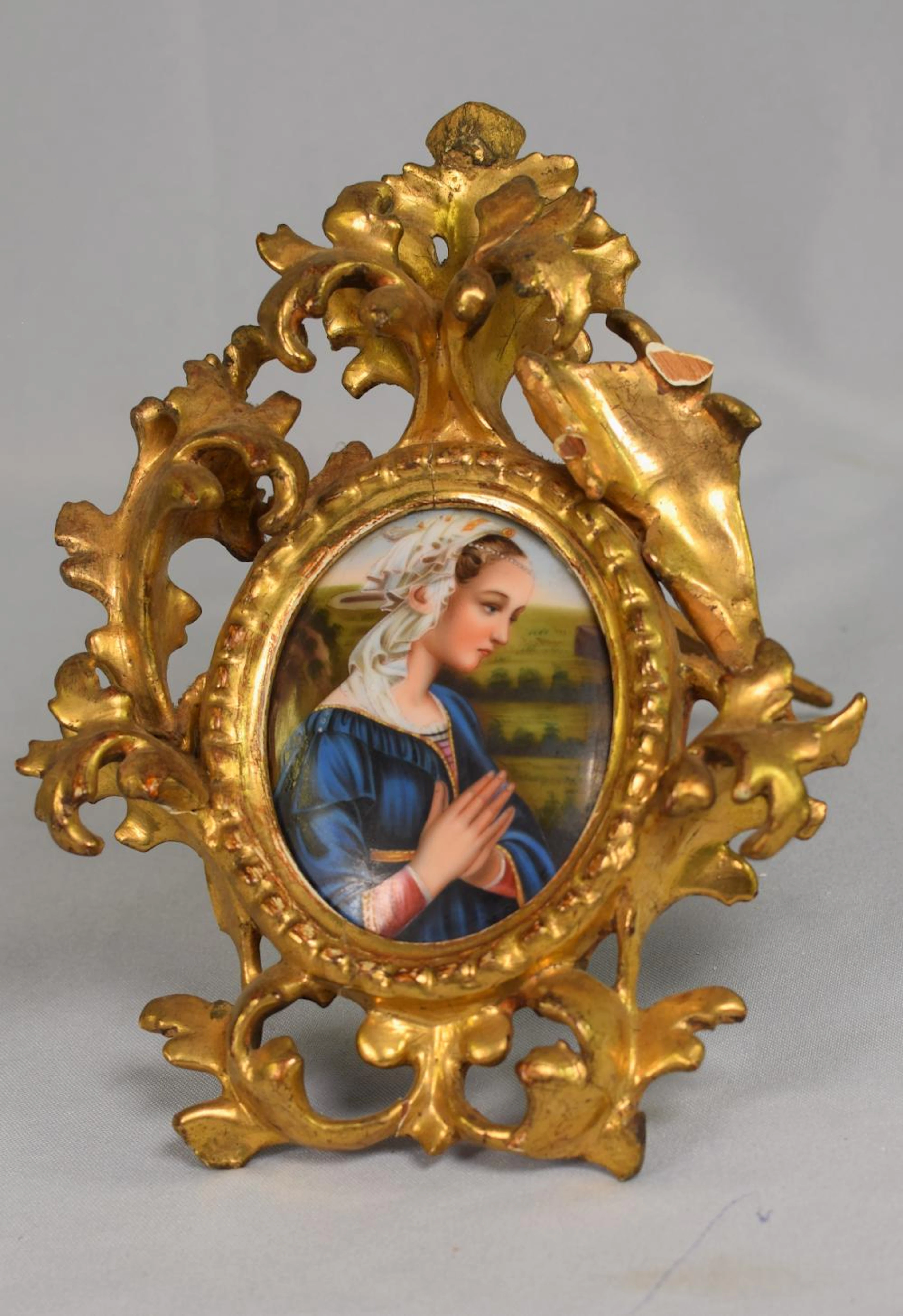 BERLIN KPM TYPE FEMALE PRAYING PORCELAIN PLAQUE