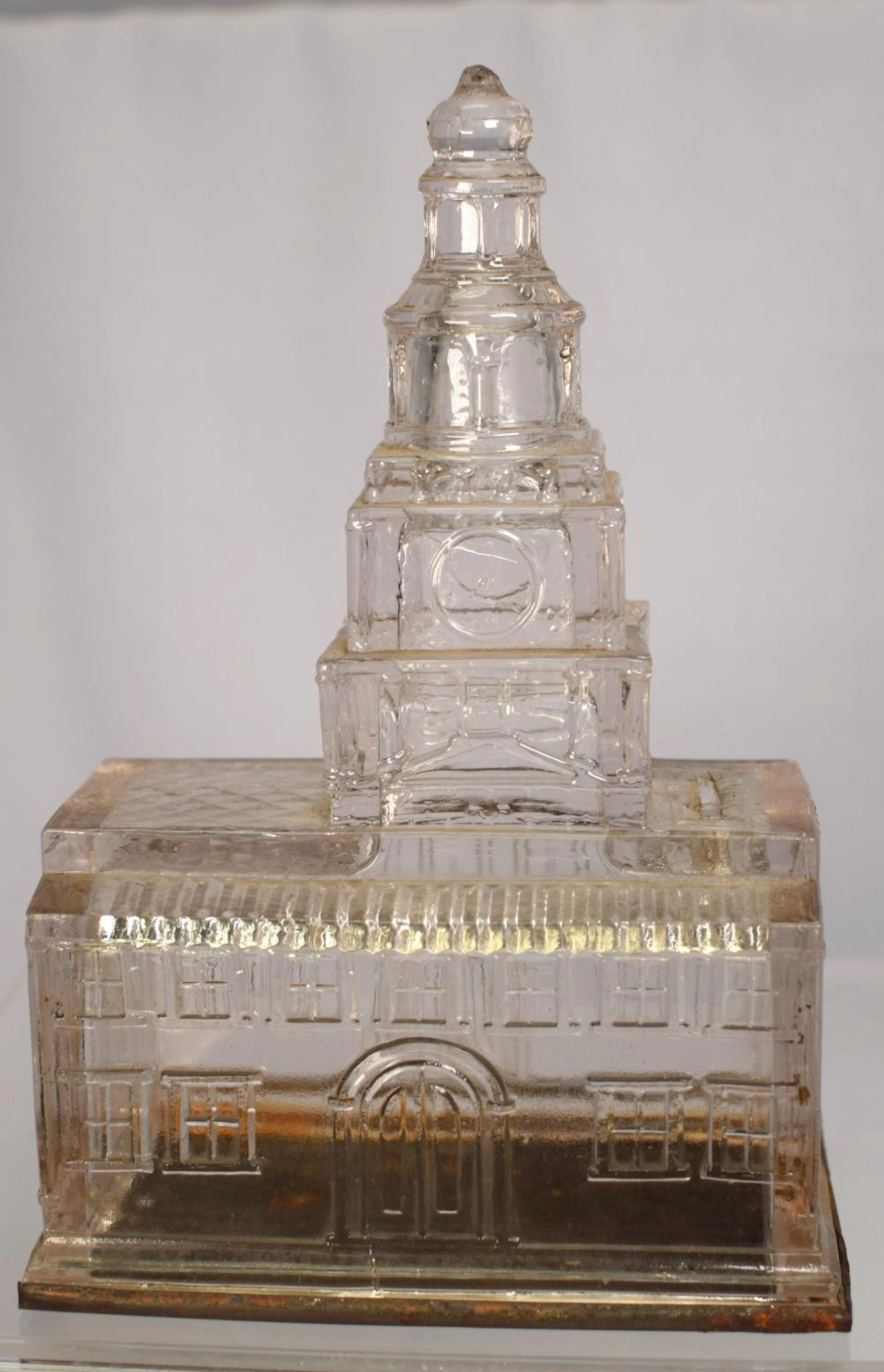 1876 INDEPENDENCE HALL PRESSED GLASS CANDY BANK