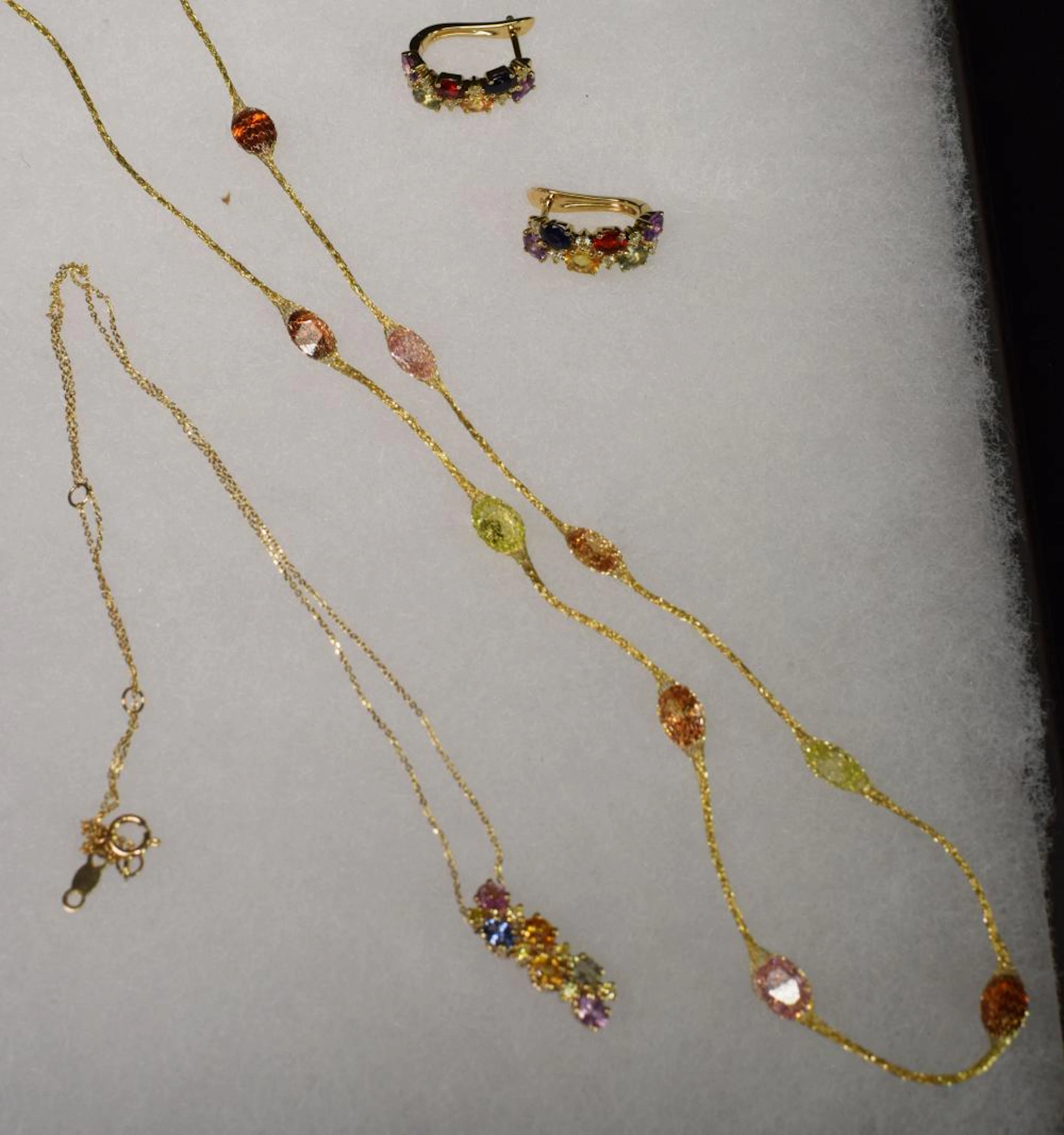 14KT MULTI SAPPHIRE NECKLACES & EARRINGS