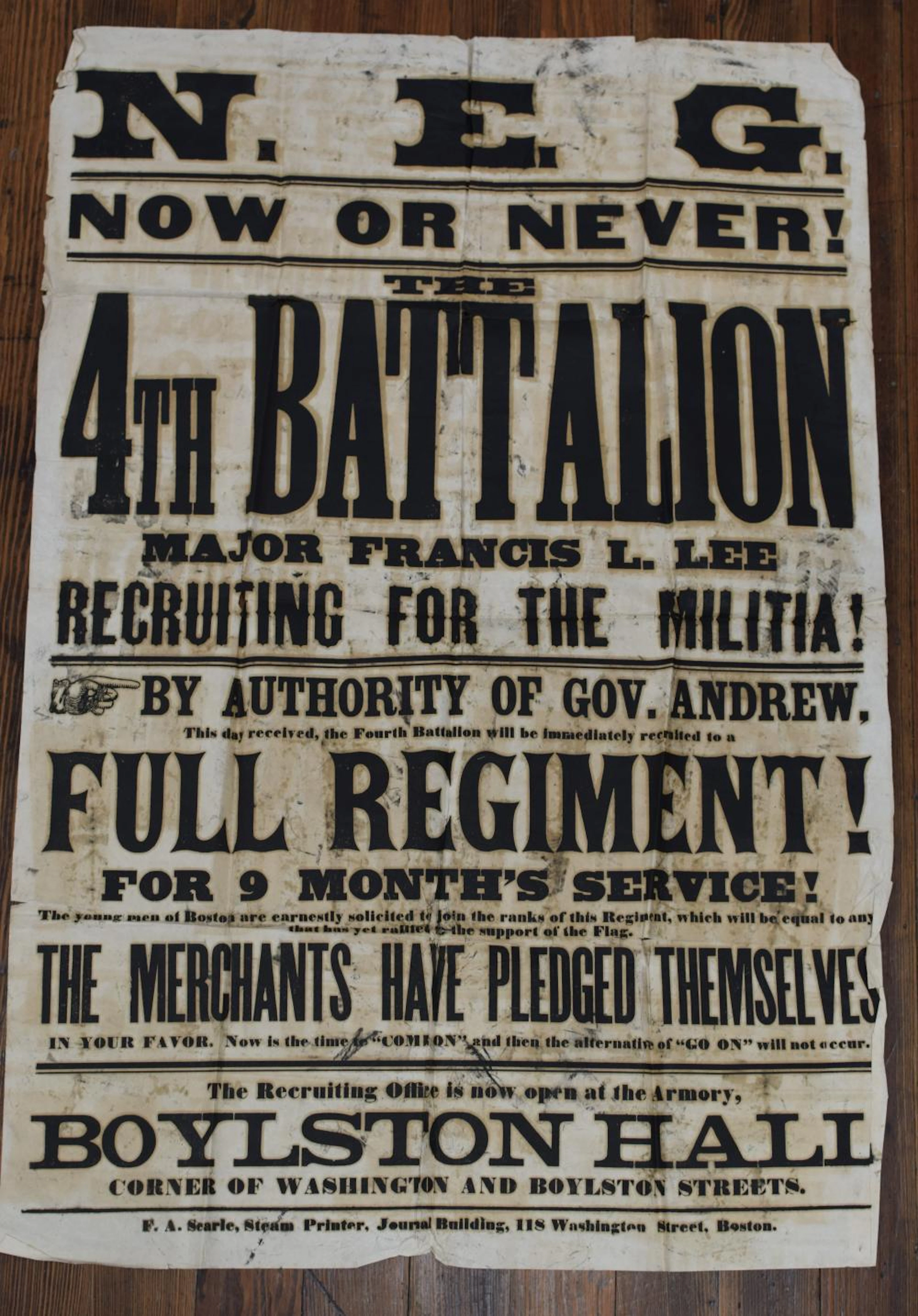 CIVIL WAR 4TH INFANTRY BATTALION RECRUITING POSTER