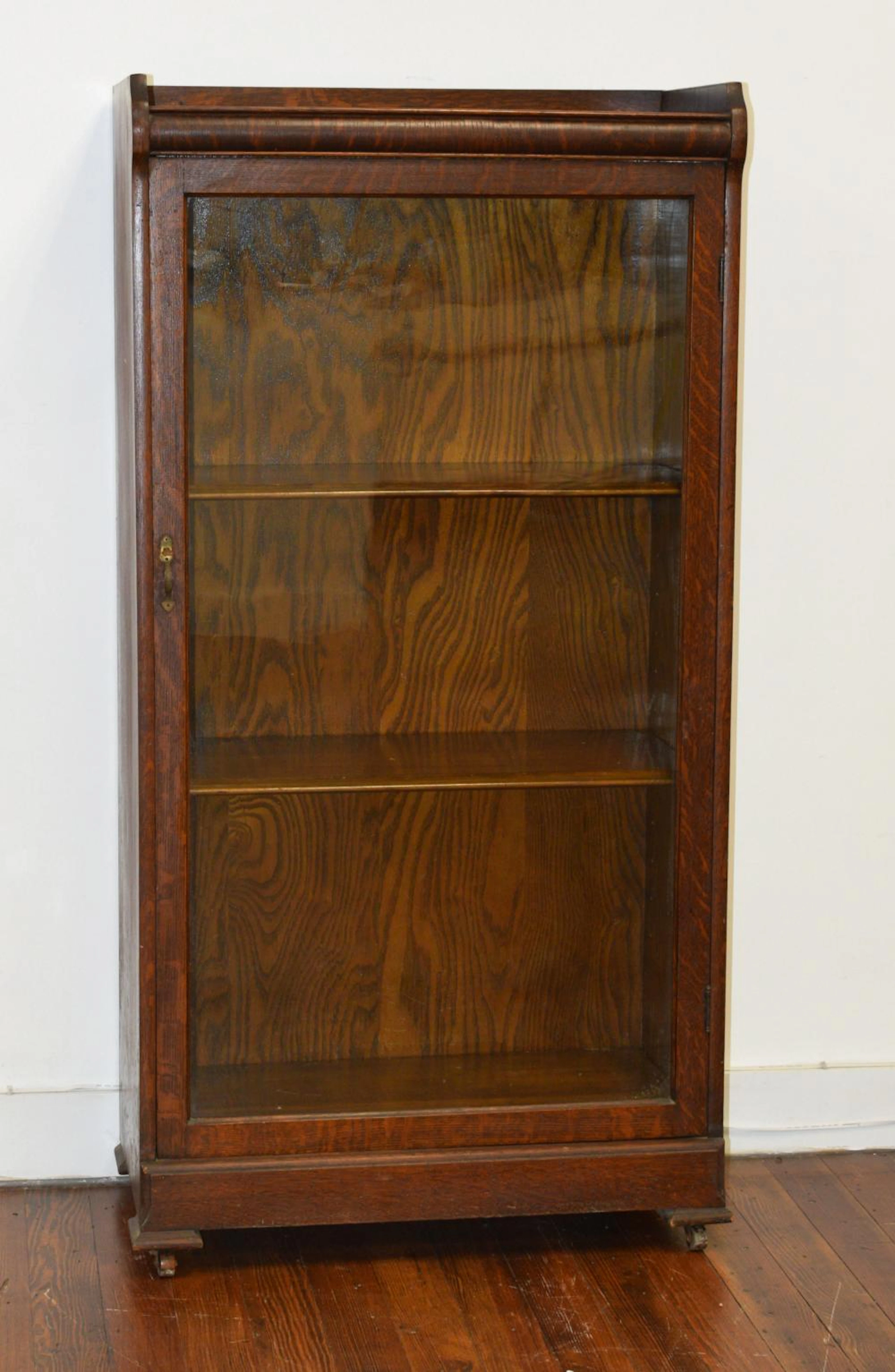 19TH ROCKWOOD OAK & OAK VENEER CABINET