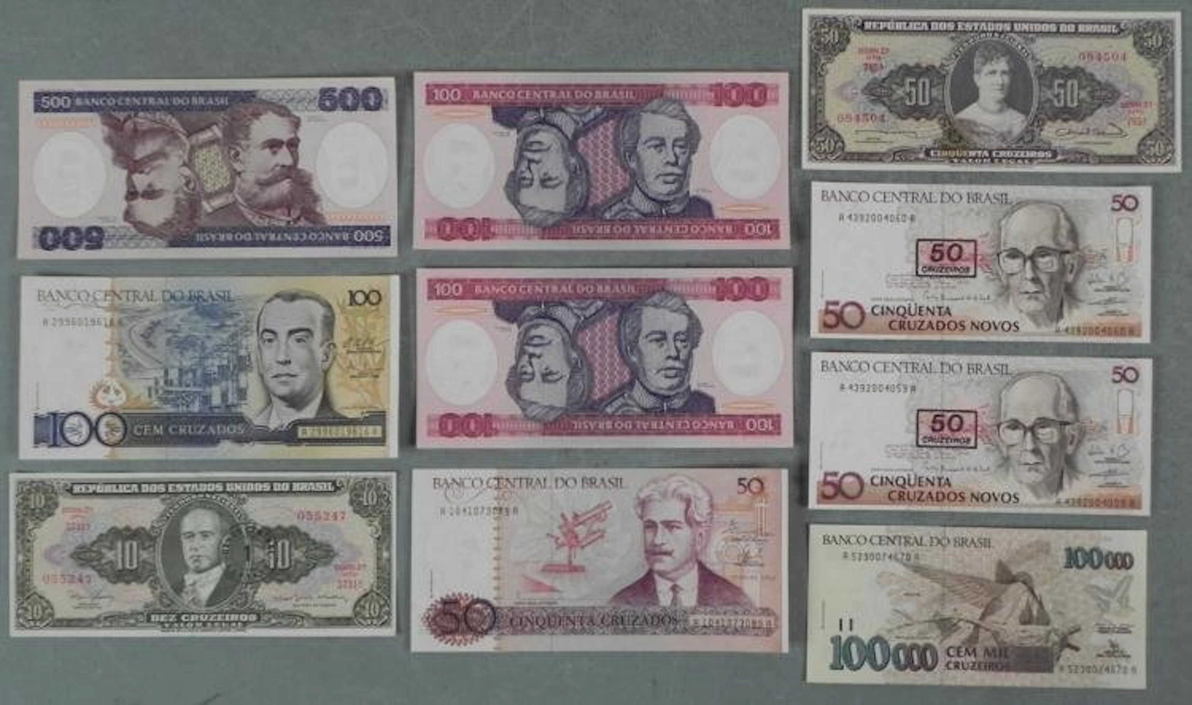 10 Crisp Uncirculated Brazil Paper Money