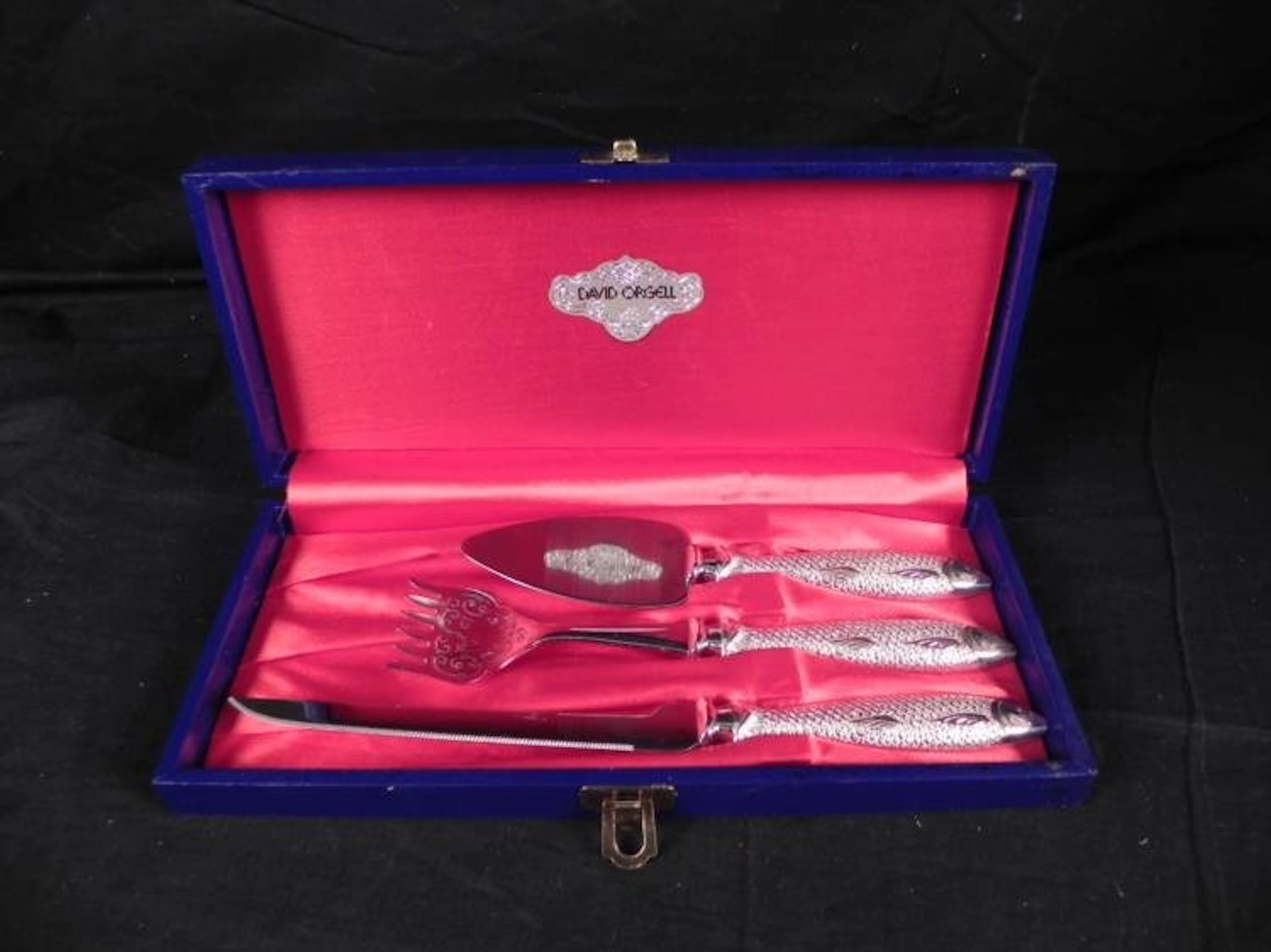 David Orgell 3 Pc Vintage Fish Serving Set In Box