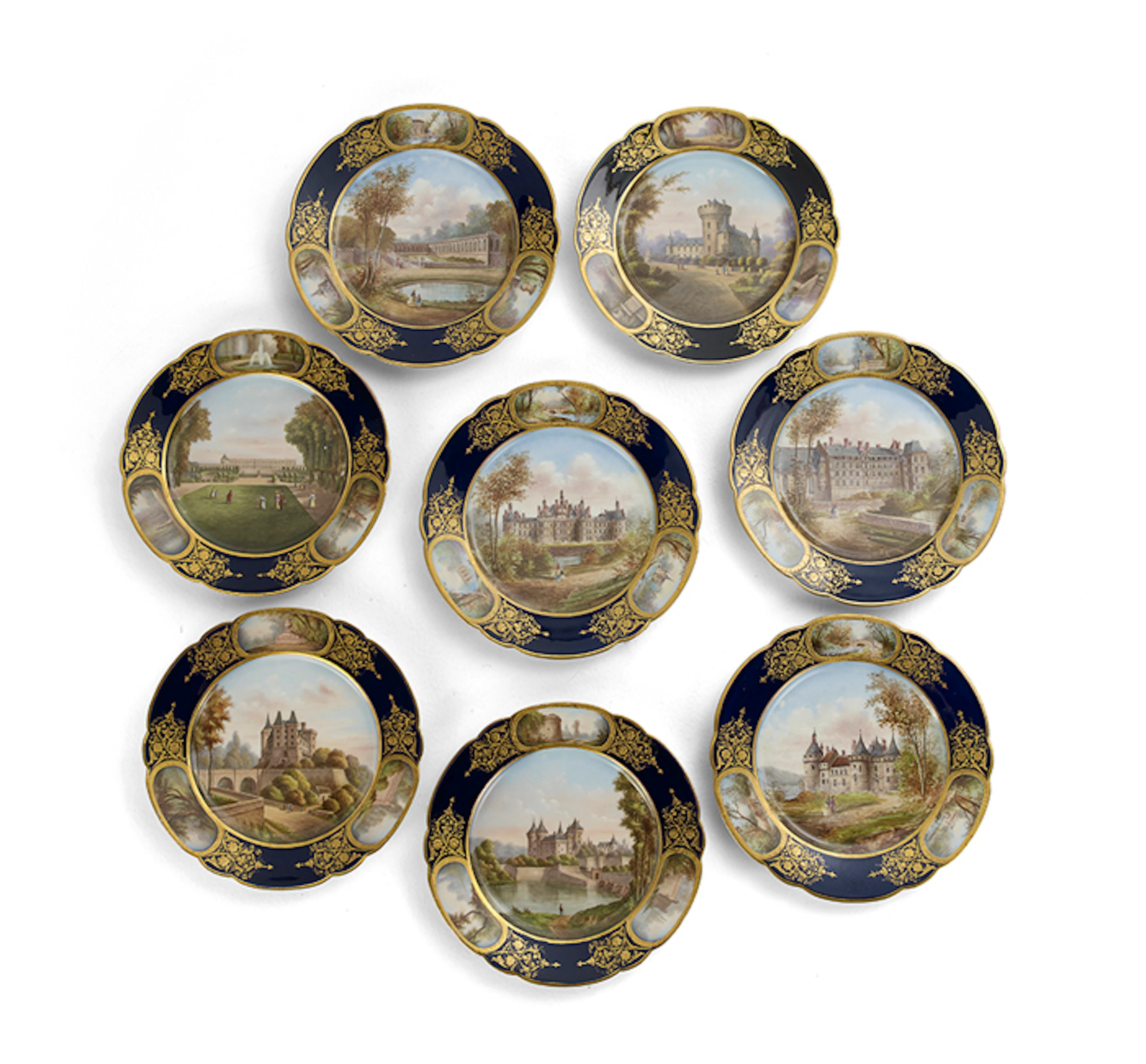 Eight French Porcelain Topographical Plates