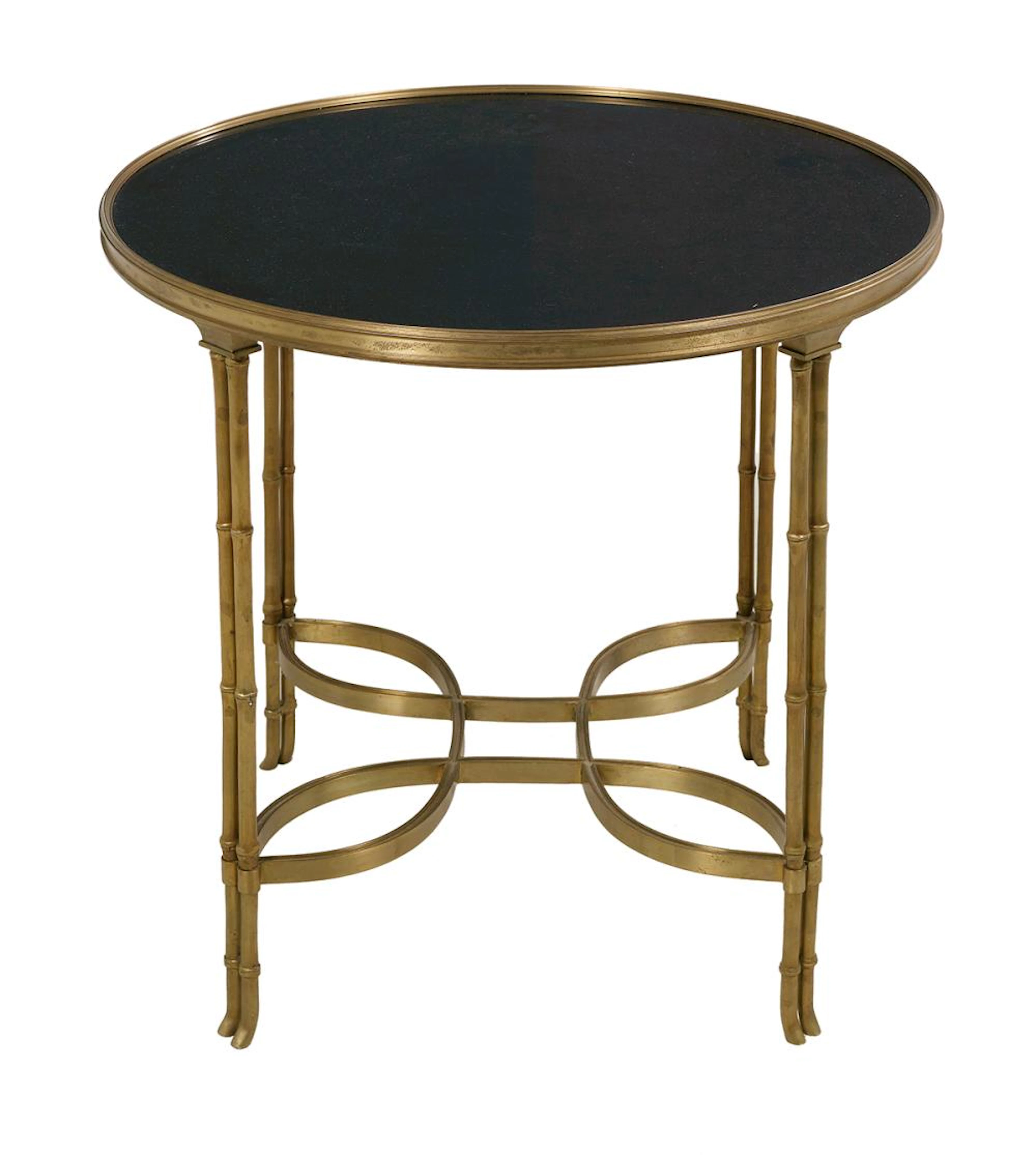 Contemporary Bronze and Marble-Top Center Table
