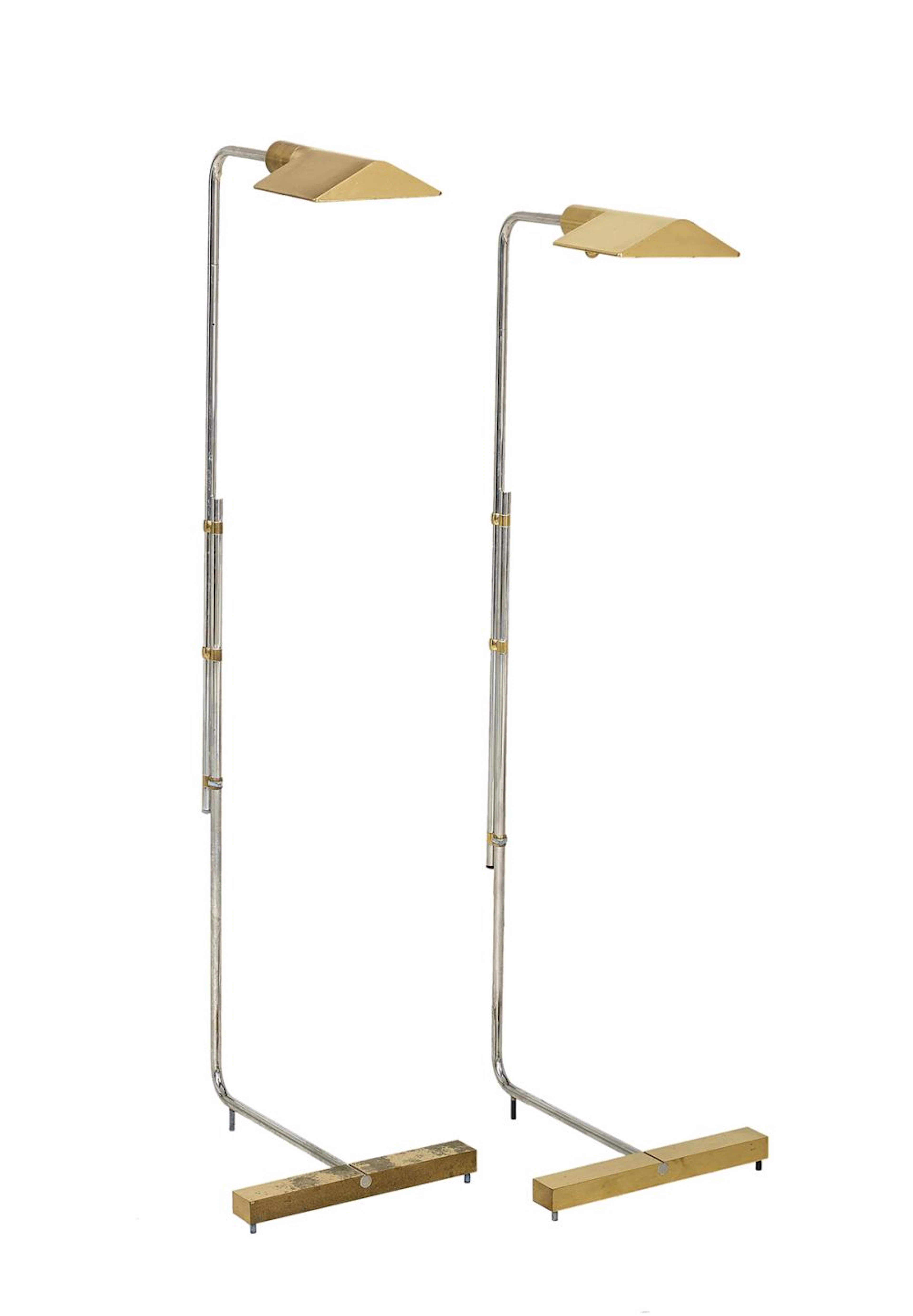 Pair of Cedric Hartman Brass and Chrome Floor Lamps
