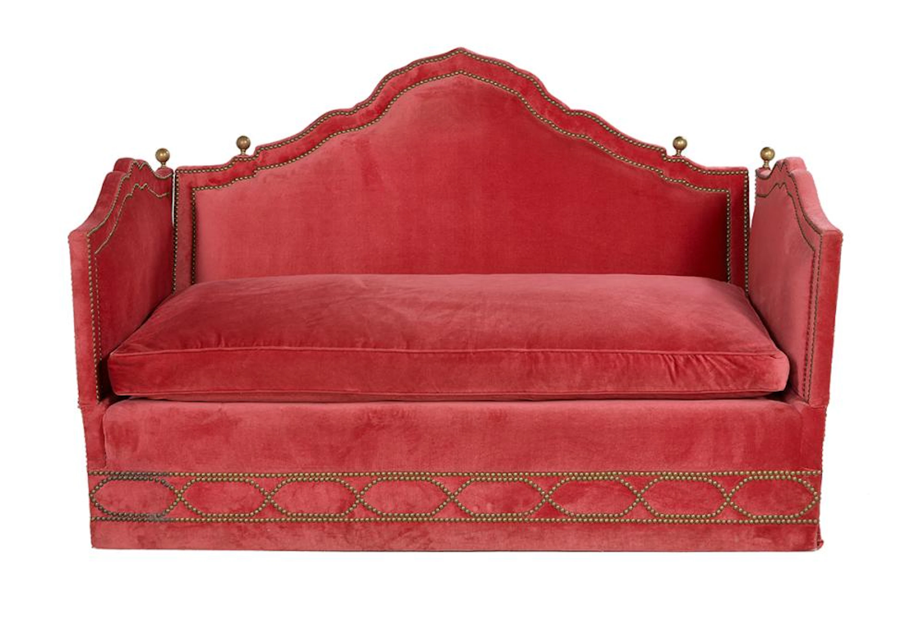 Brass-Mounted Velvet Knole Sofa