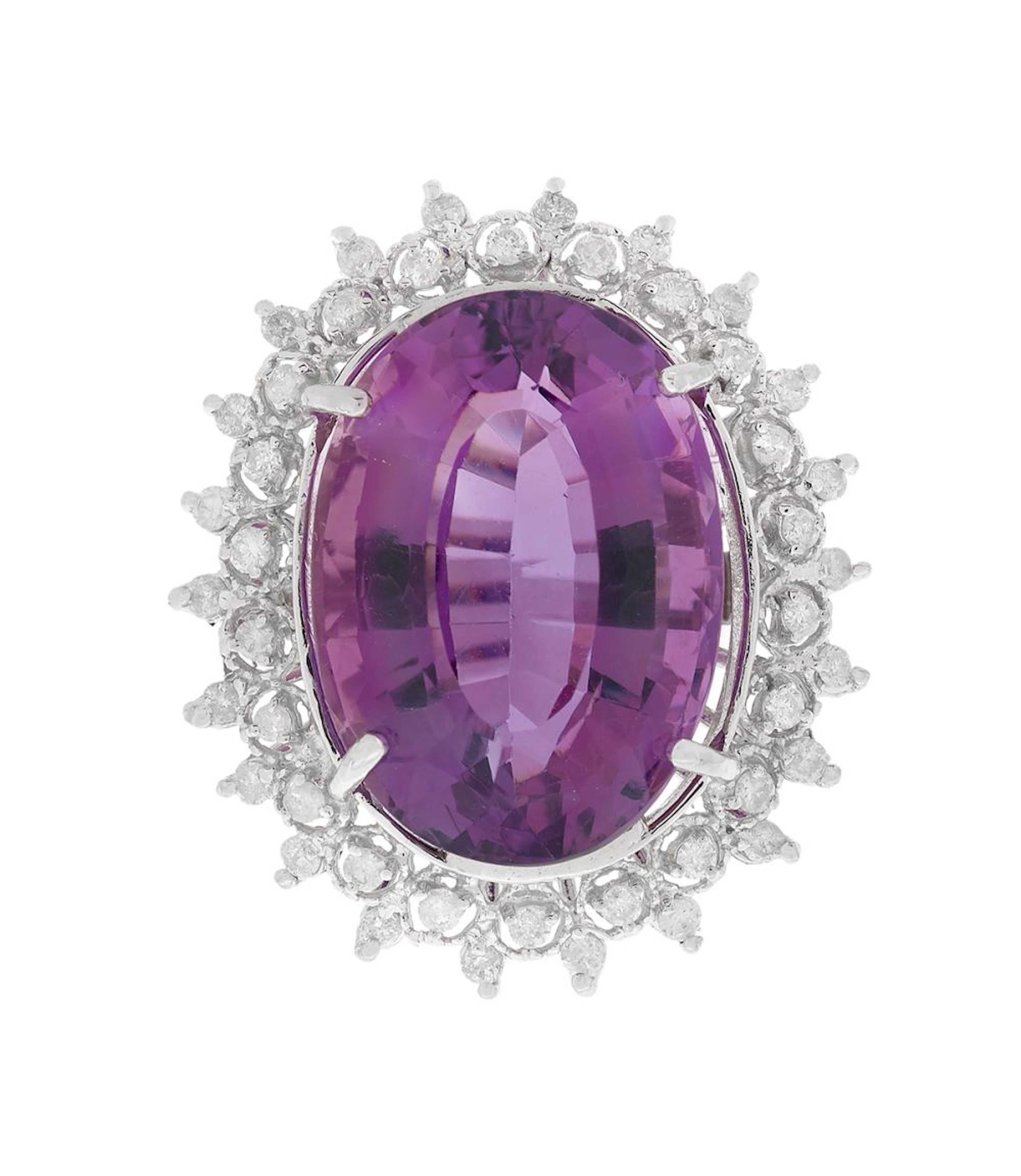 Large Amethyst and Diamond Ring