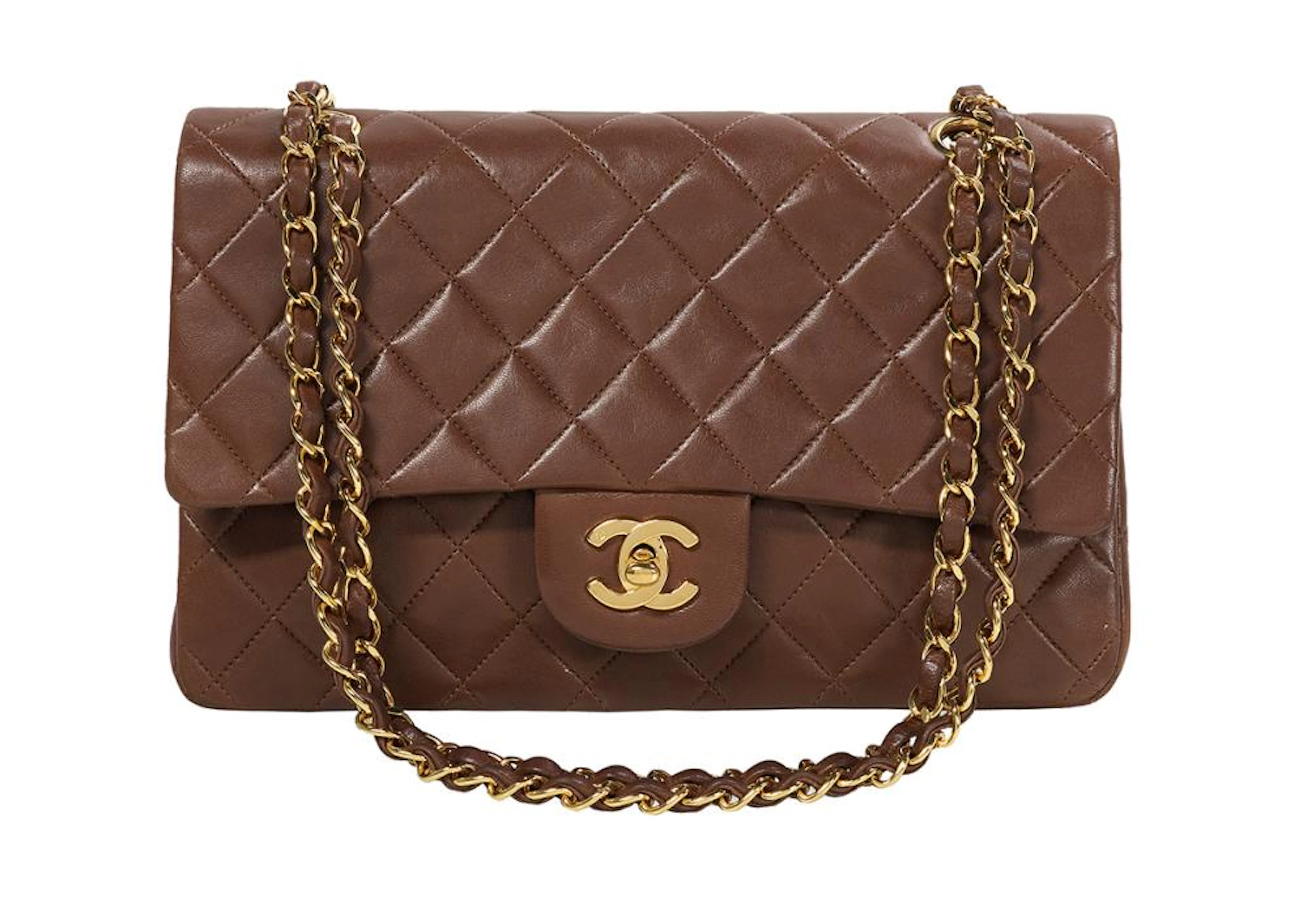 Vintage Chanel Mocha Lambskin Classic Double Flap Bag
