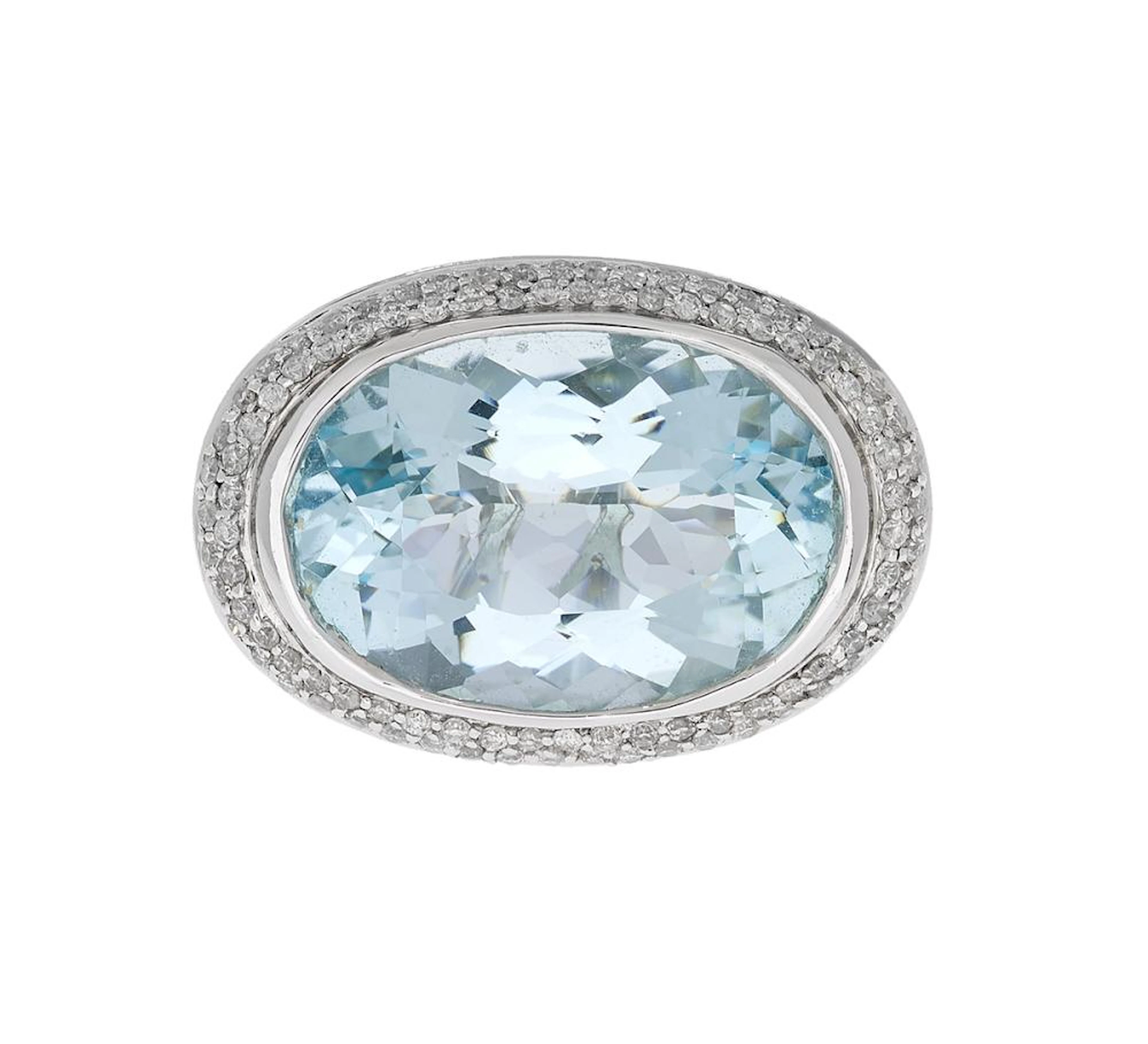 Aquamarine and Diamond Ring
