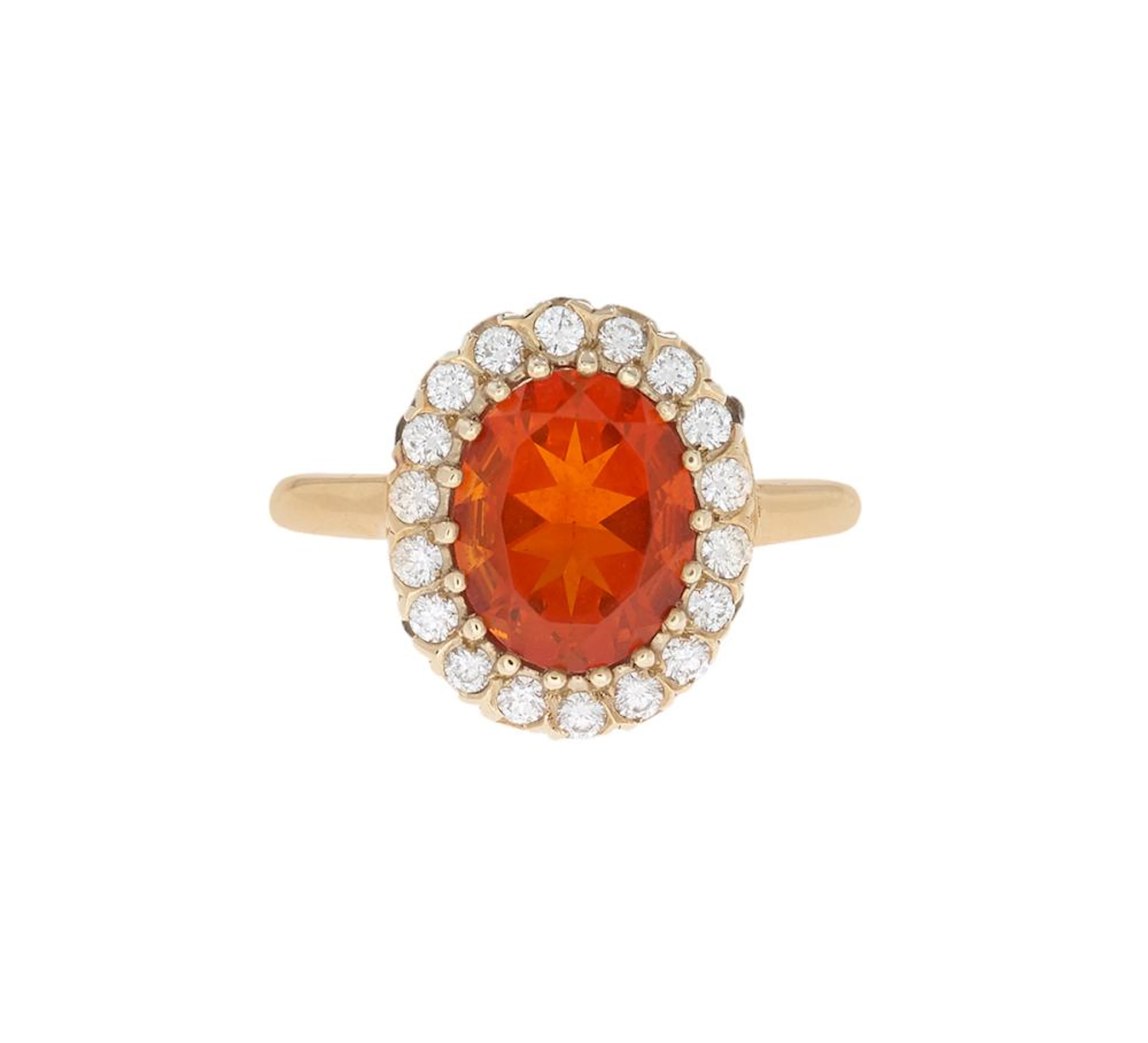 Fire Opal and Diamond Ring