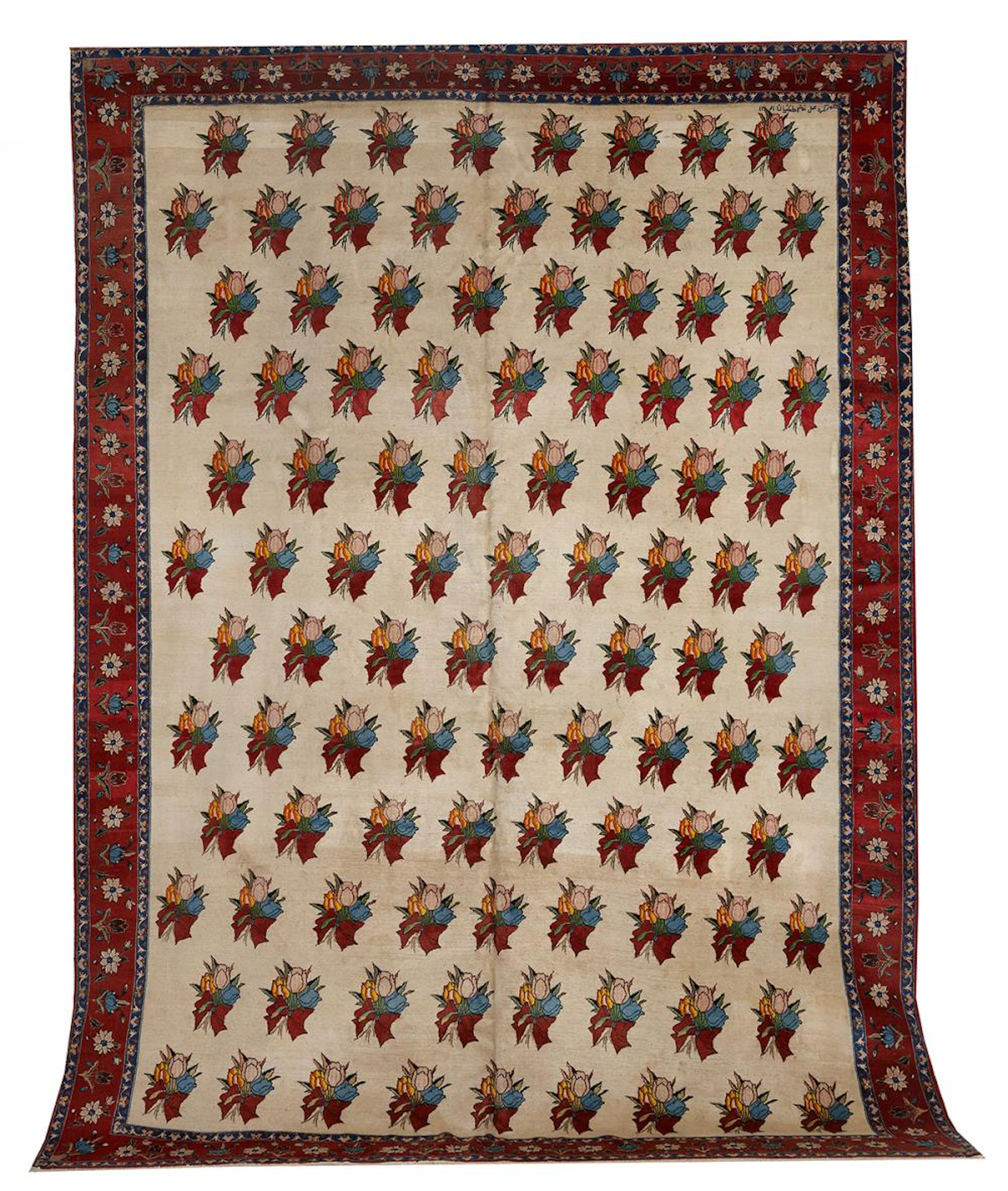 Signed Semi-Antique Persian Isphahan Carpet