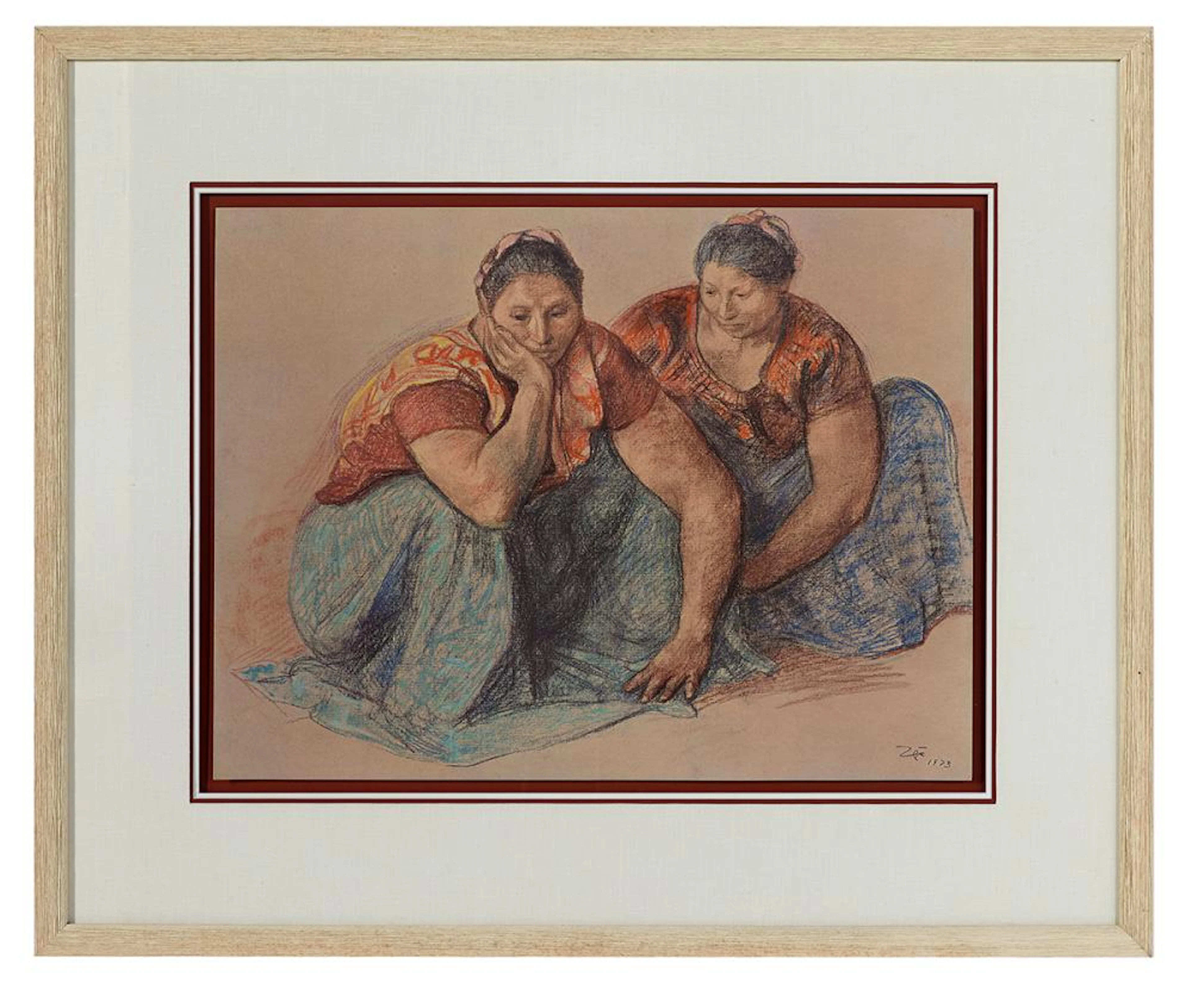 Francisco Zuniga (Mexican, 1912-1998), "Two Women Kneeling"