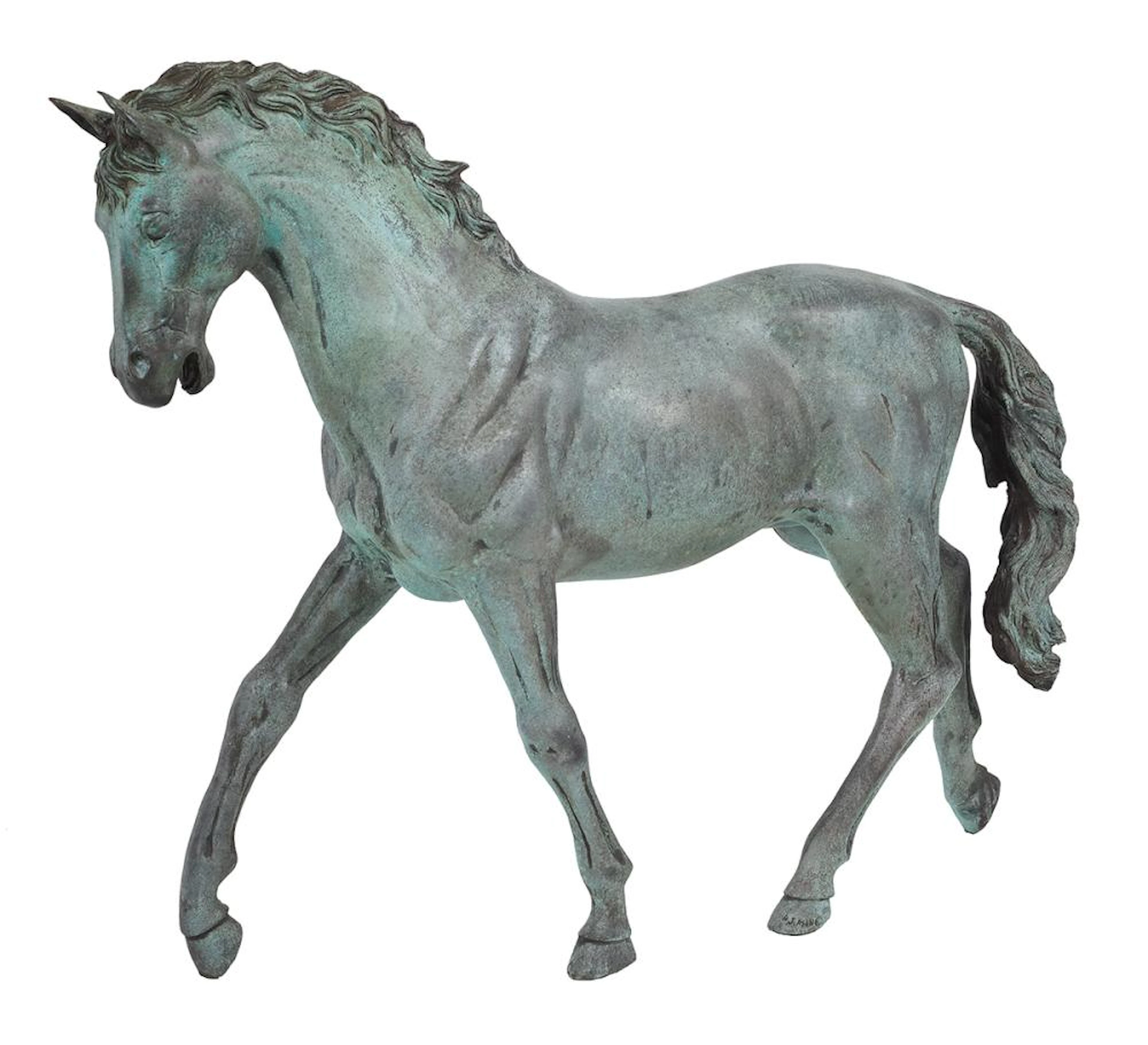 Verdigris-Patinated Bronze Horse