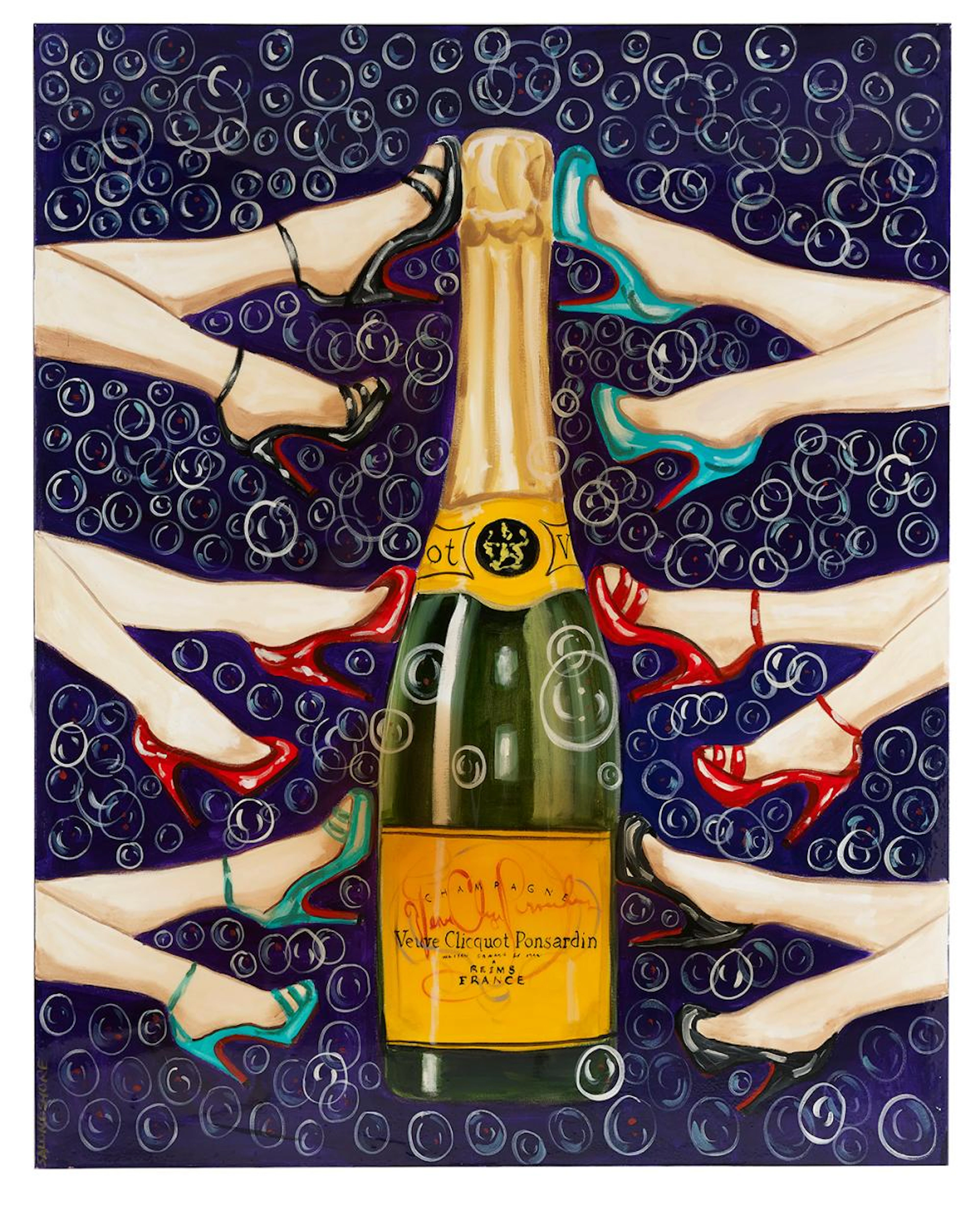 Ashley Longshore (American, Contemporary), "Untitled, Champagne and Bubbles"