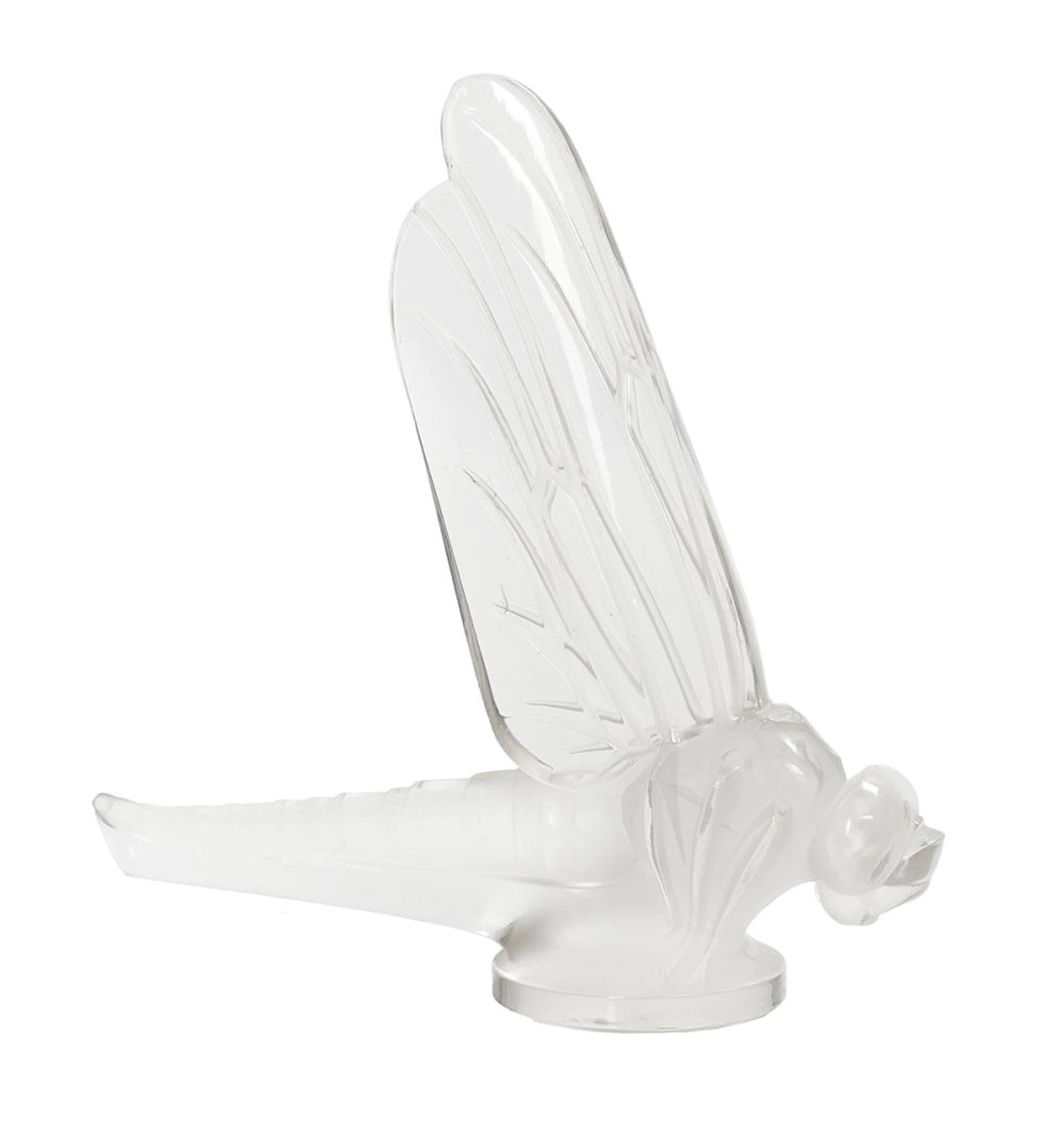 Lalique Molded and Frosted Crystal "Libellule Grande" Mascot