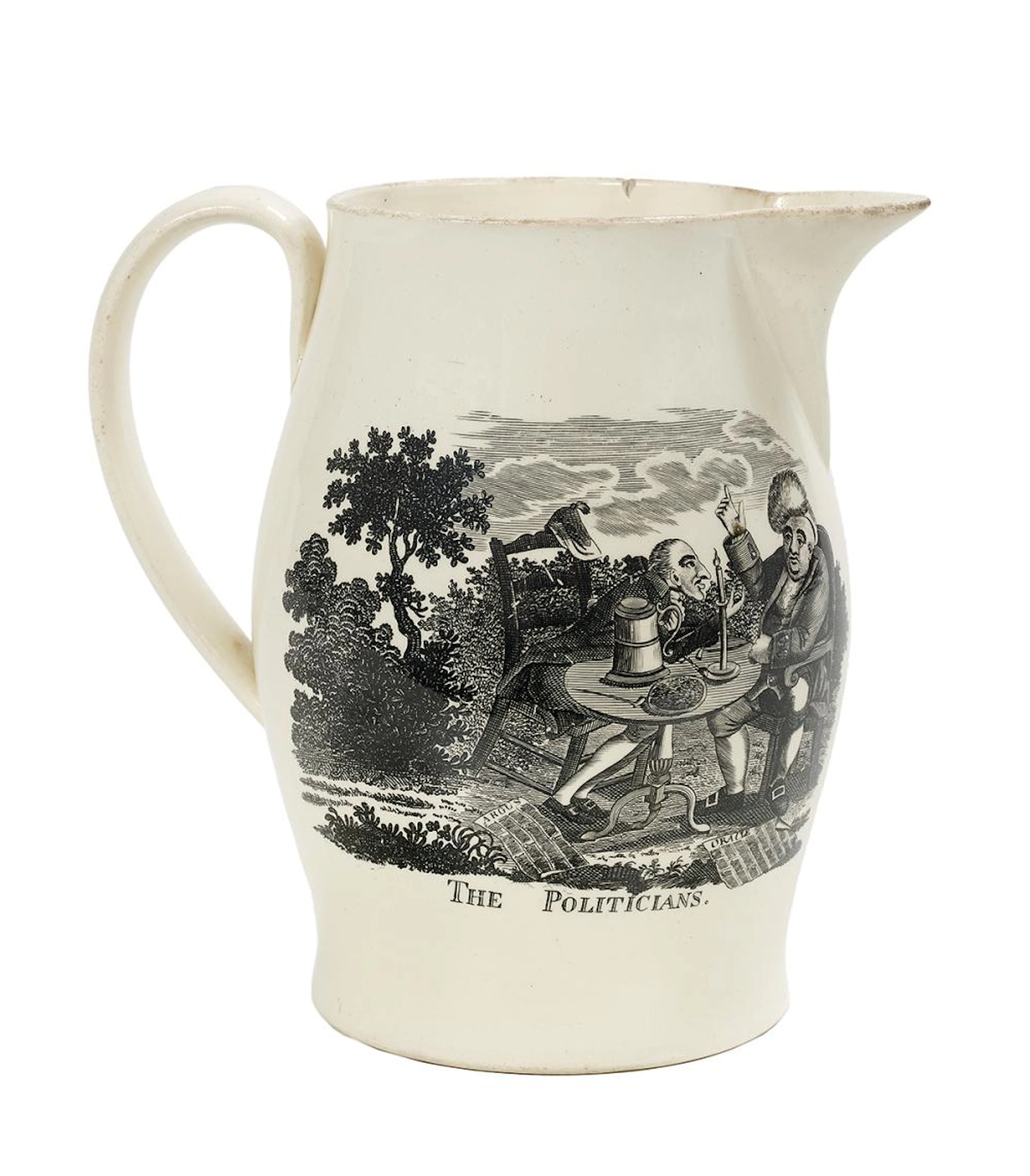 Rare Liverpool-Type Transfer-Printed Creamware Jug