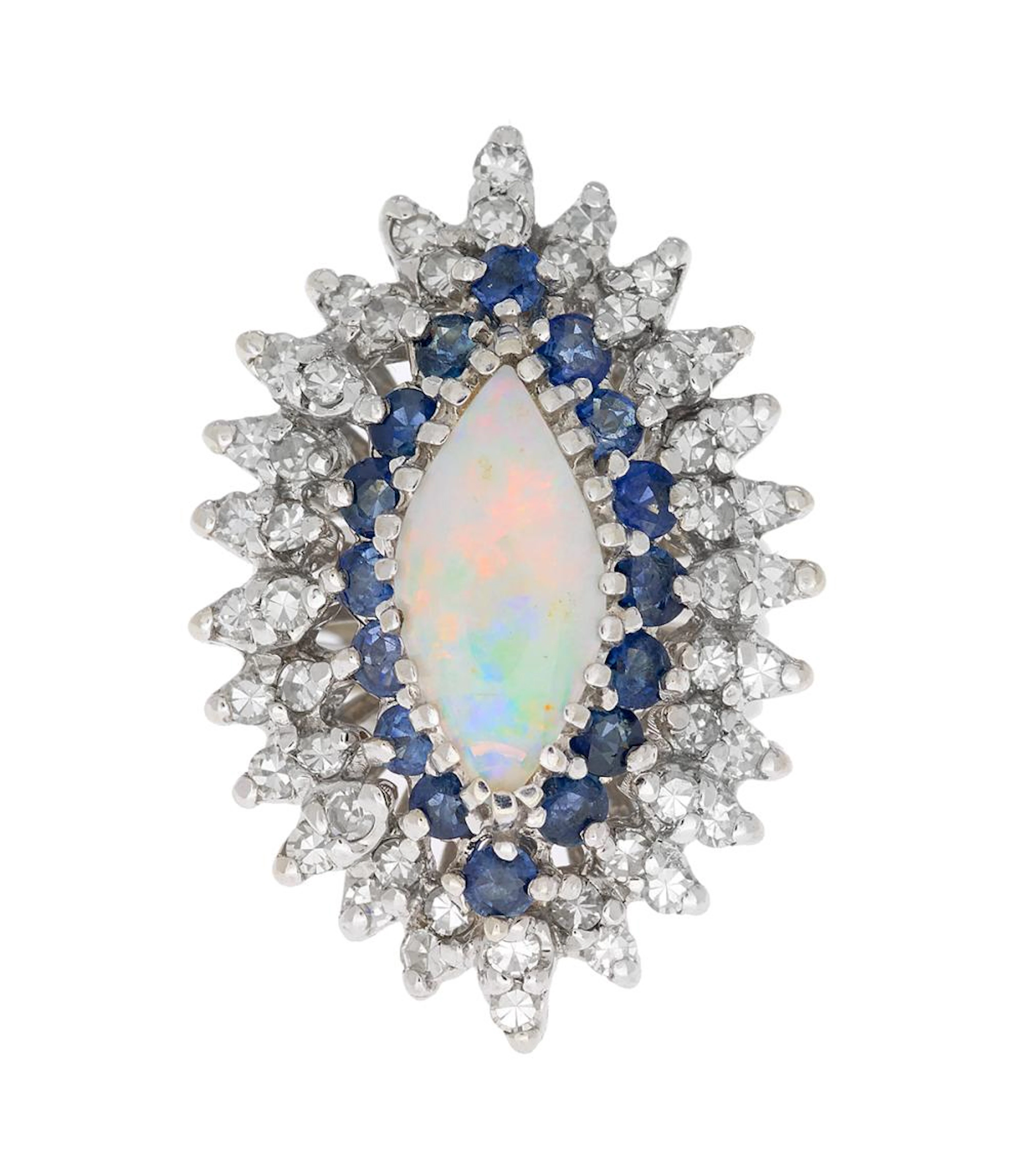 Opal, Sapphire and Diamond Ring