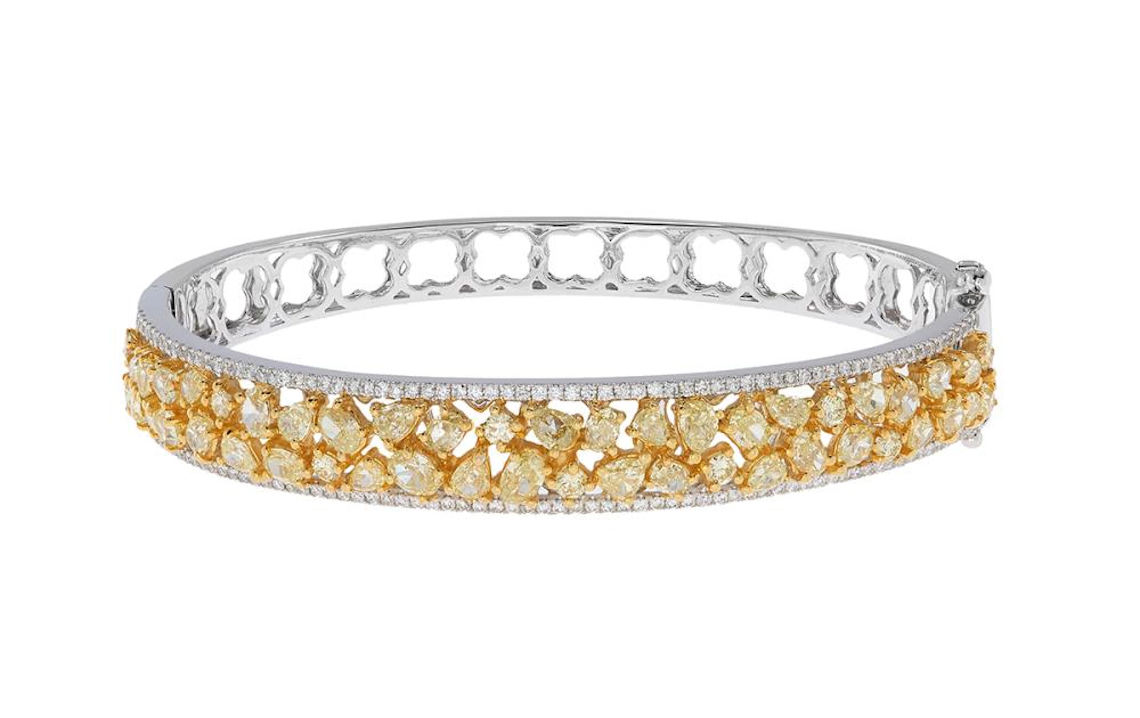 Yellow and White Diamond Bangle Bracelet