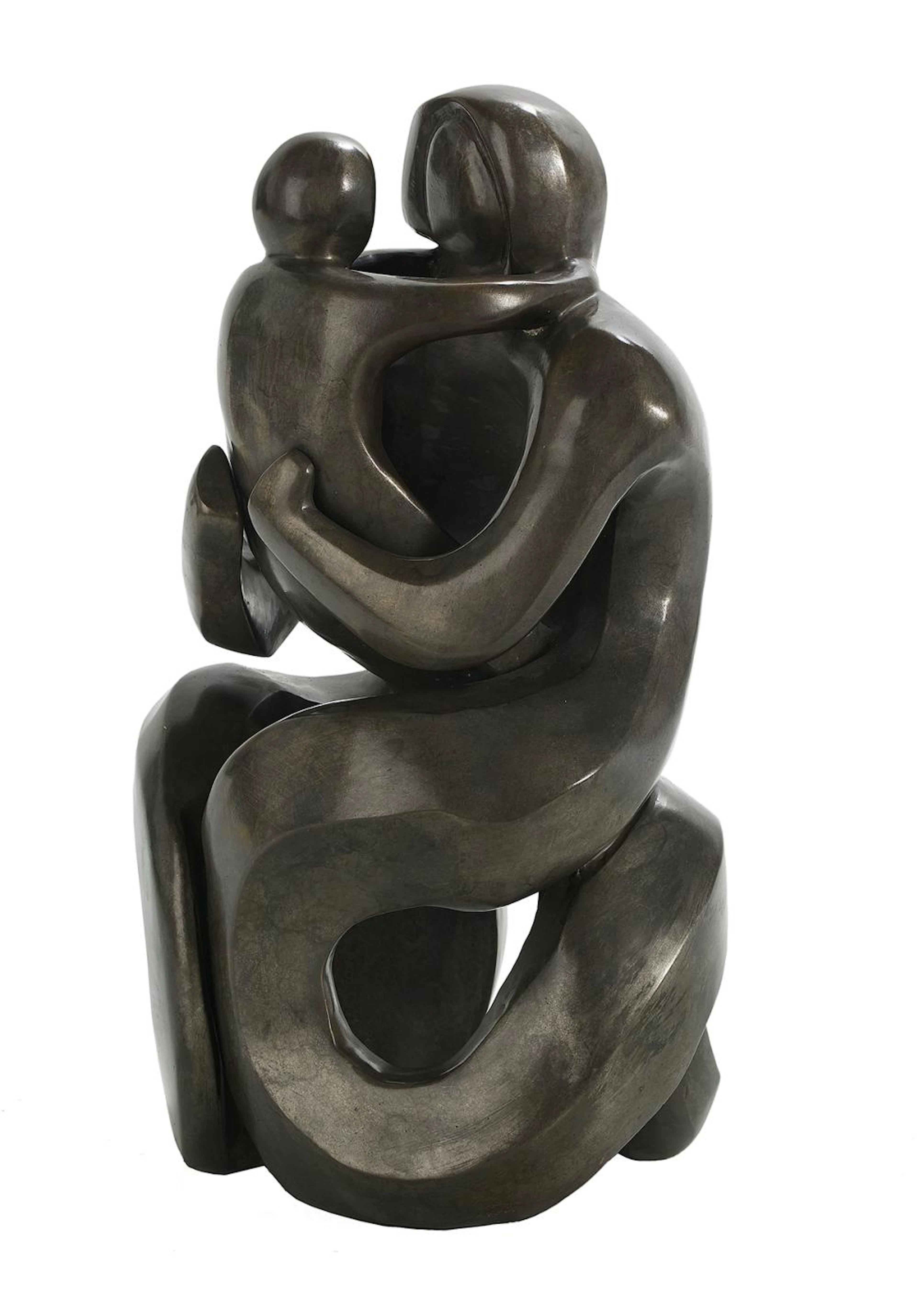 Patinated Bronze of a Mother and Child