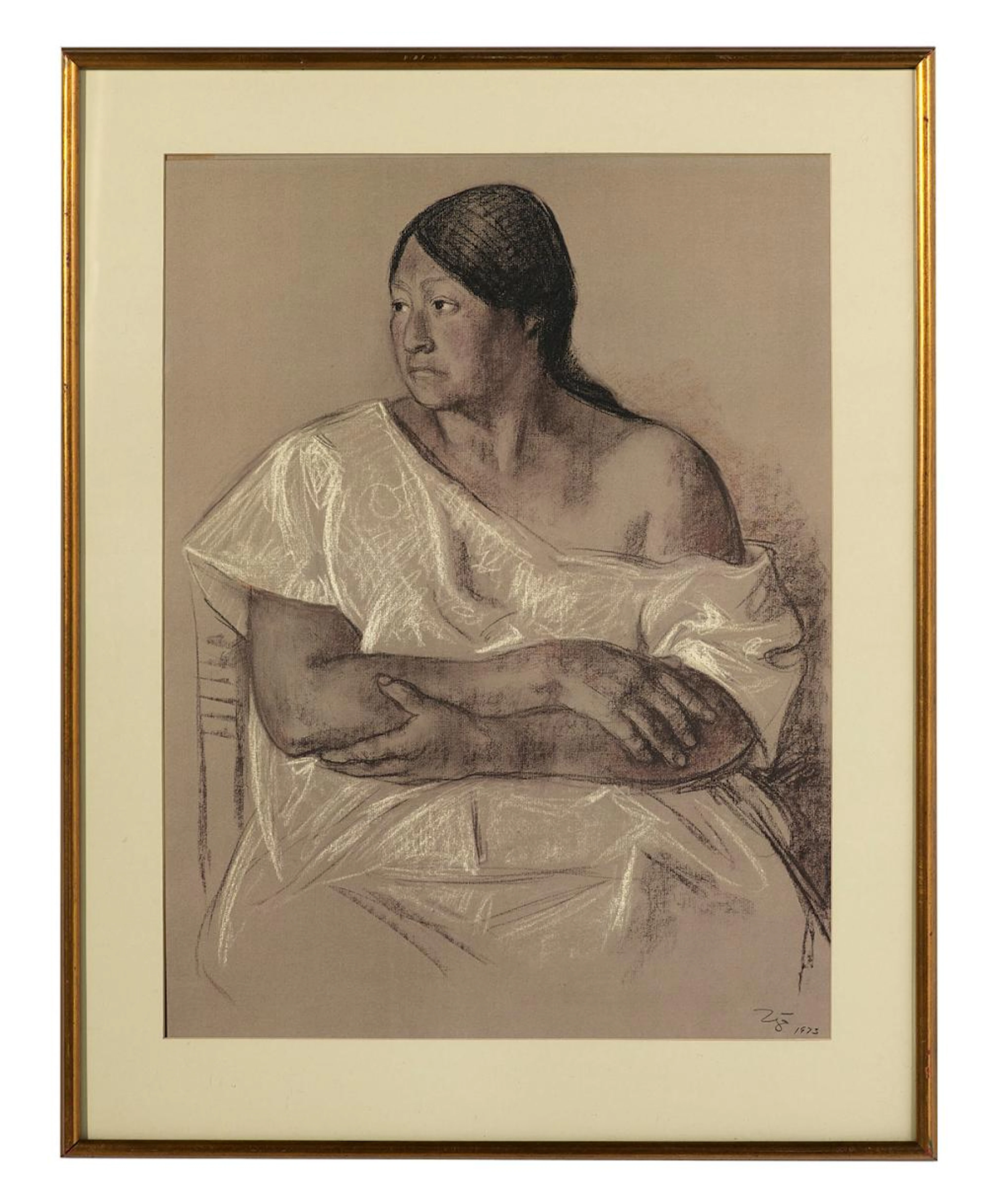 Francisco Zuniga (Mexican, 1912-1998), "Woman in White with Arms Crossed"
