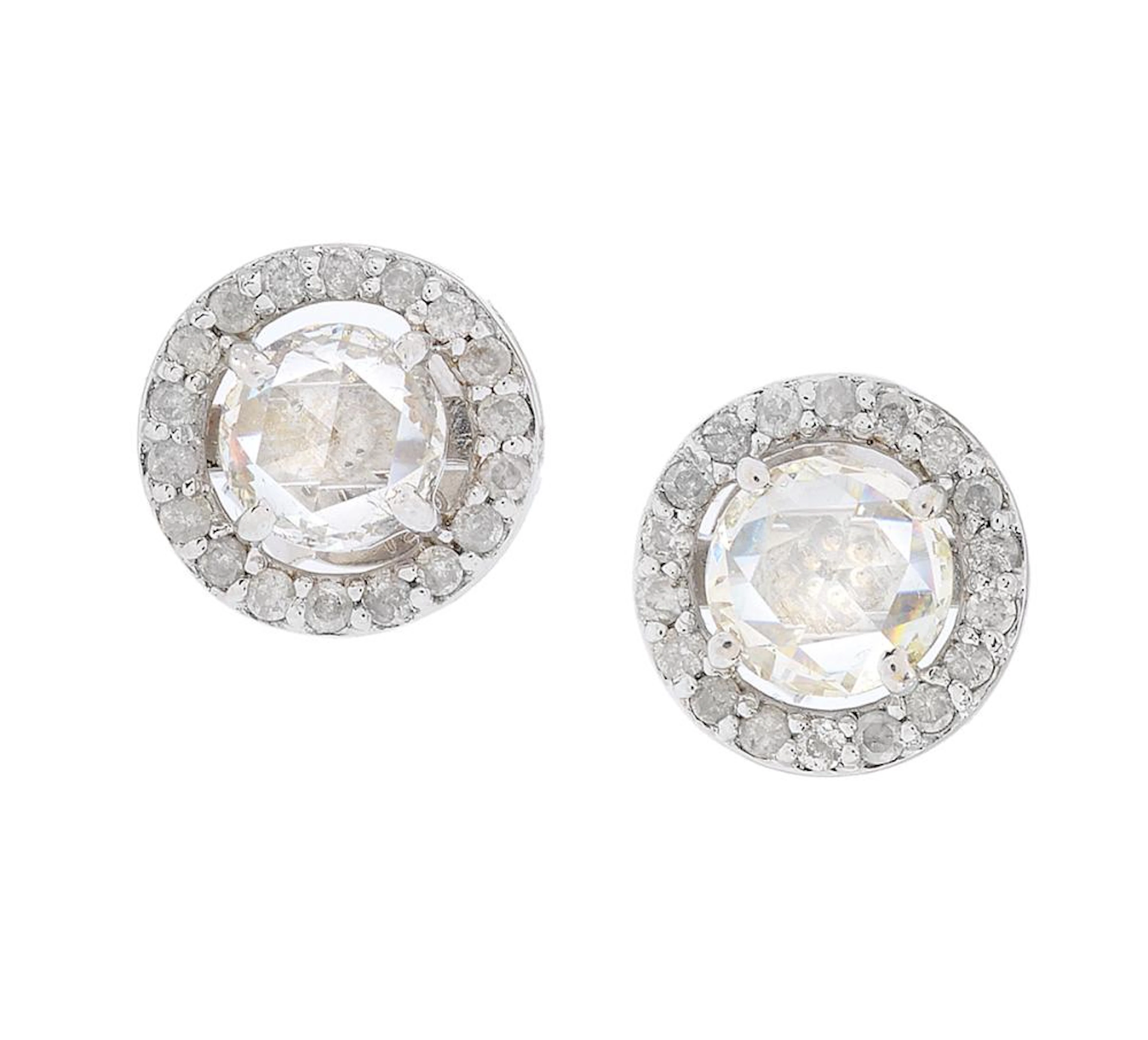 Pair of Rose-Cut Diamond Stud Earrings