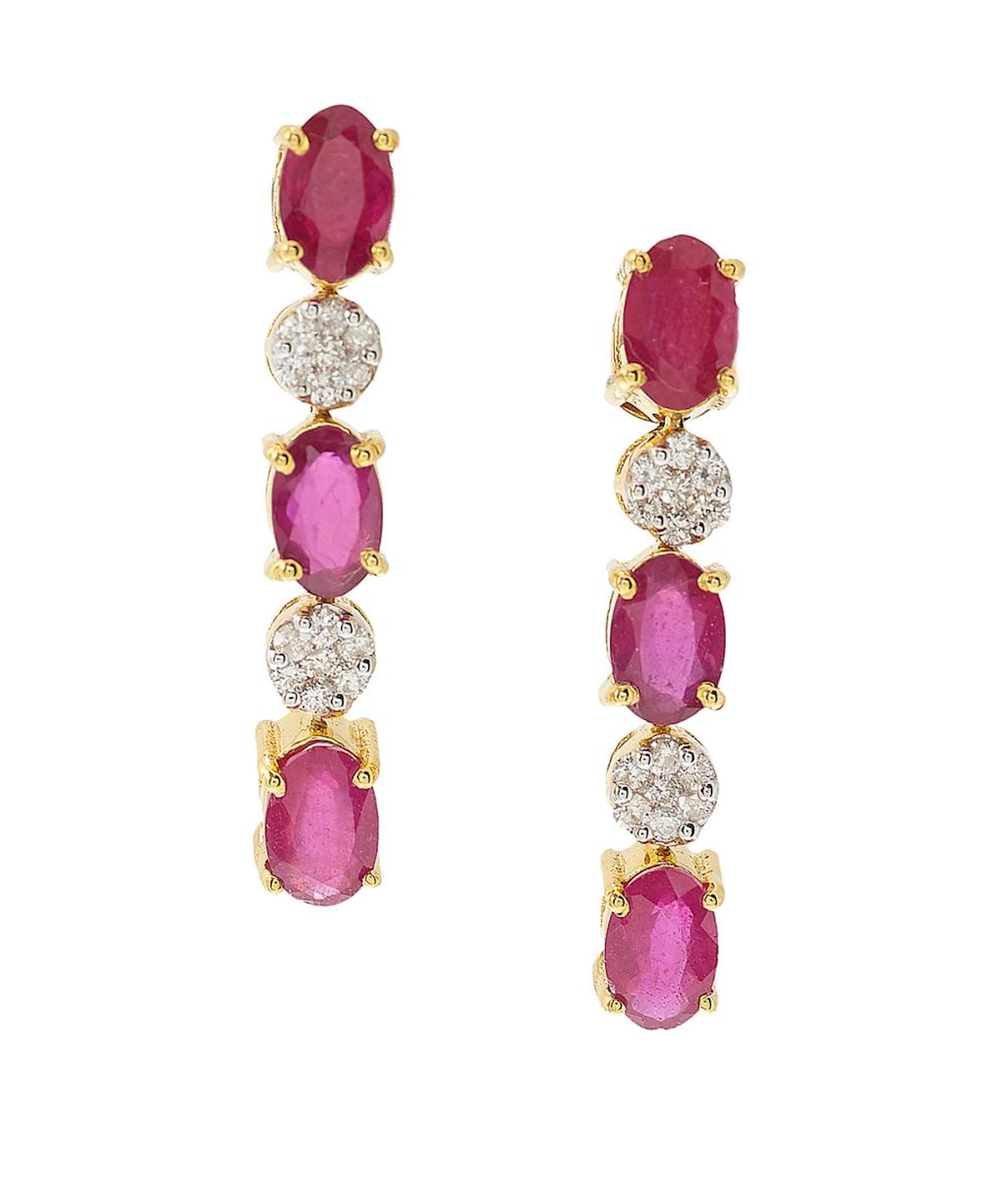 Pair of Ruby and Diamond Earrings