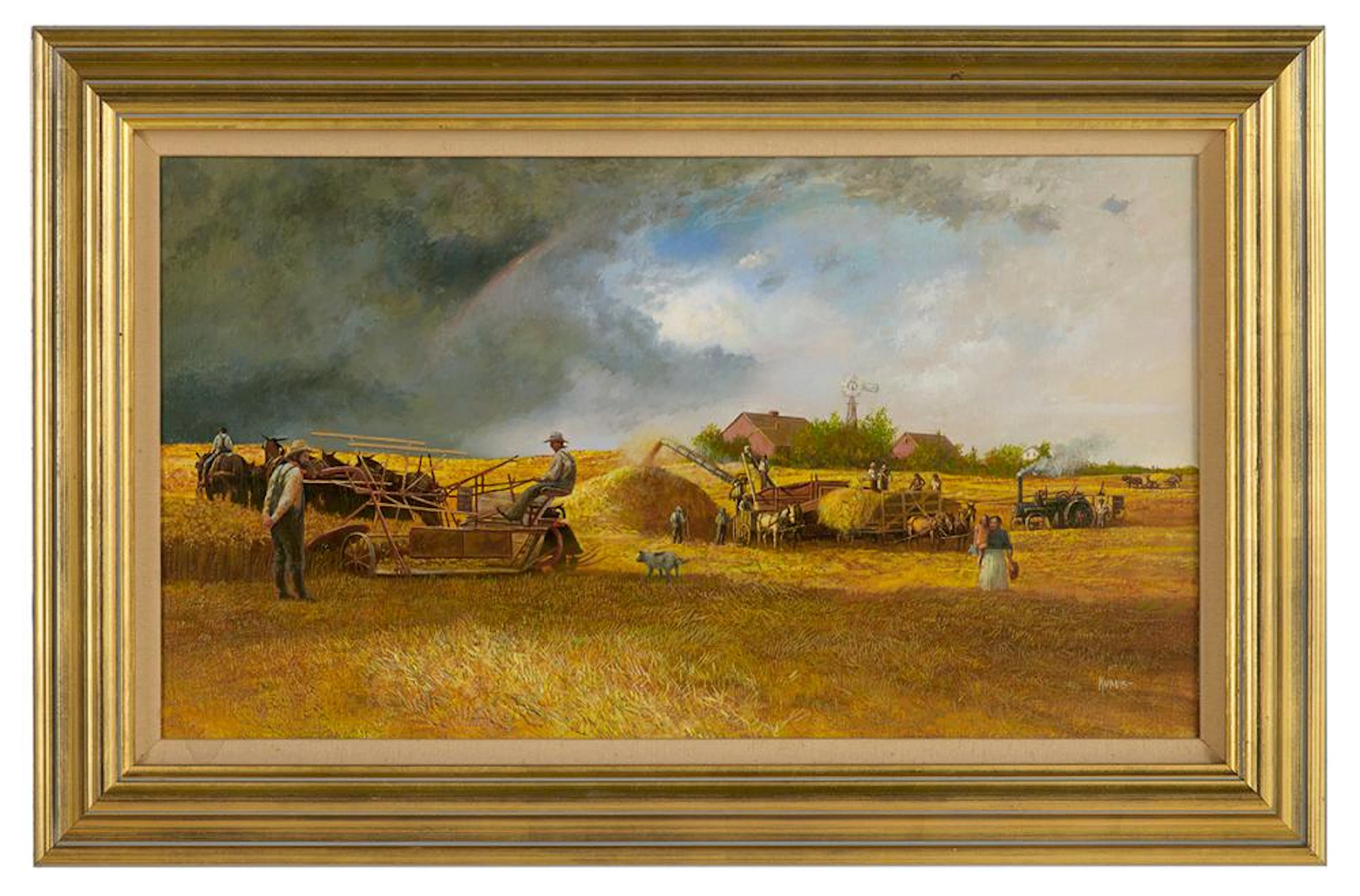 Raymond L. Knaub (American/Nebraska, b. 1940), "Passing Rainbow - Wheat Harvest"