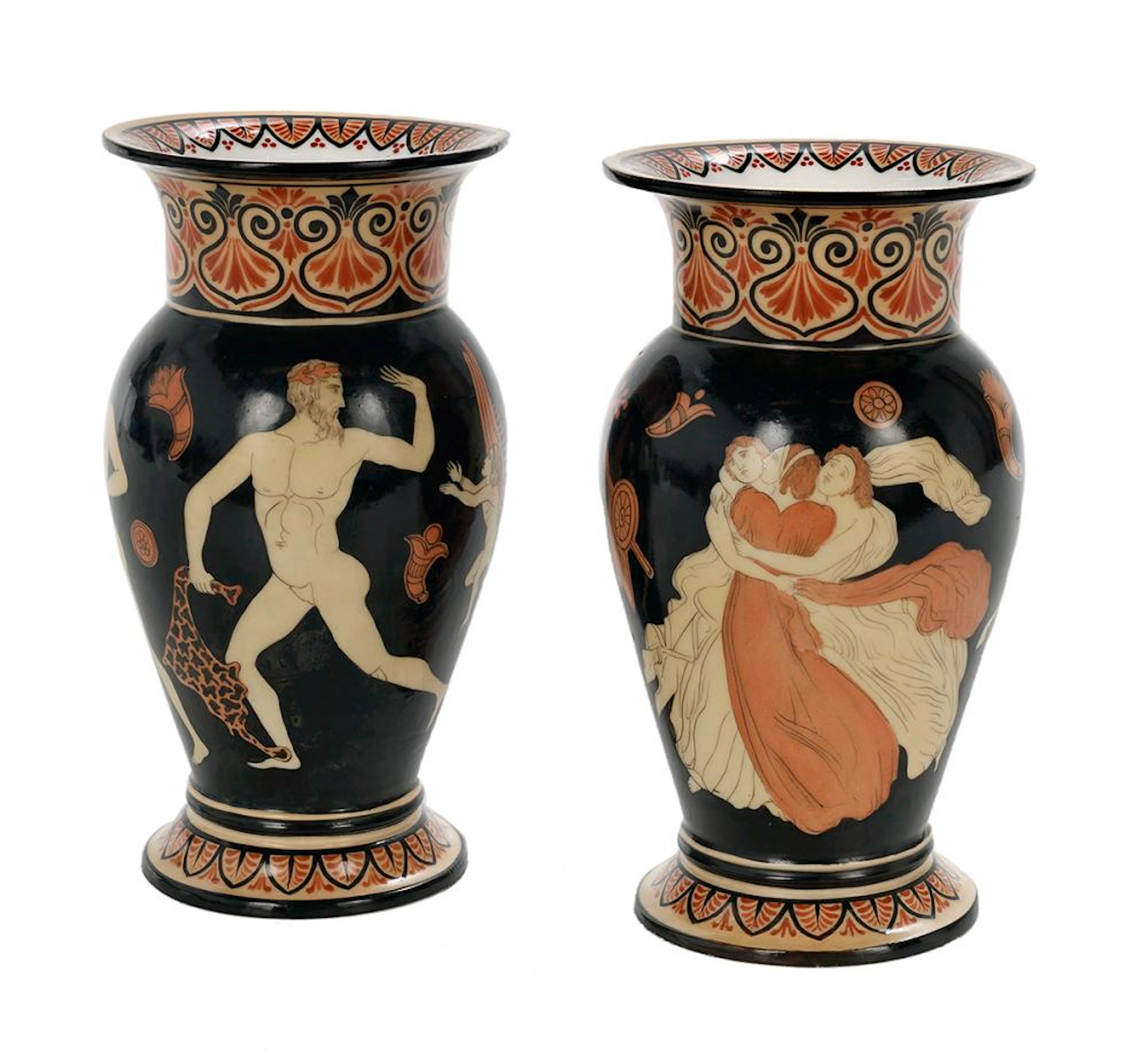 Pair of Rare Jacob Petit Paris Porcelain Baluster-Form Vases