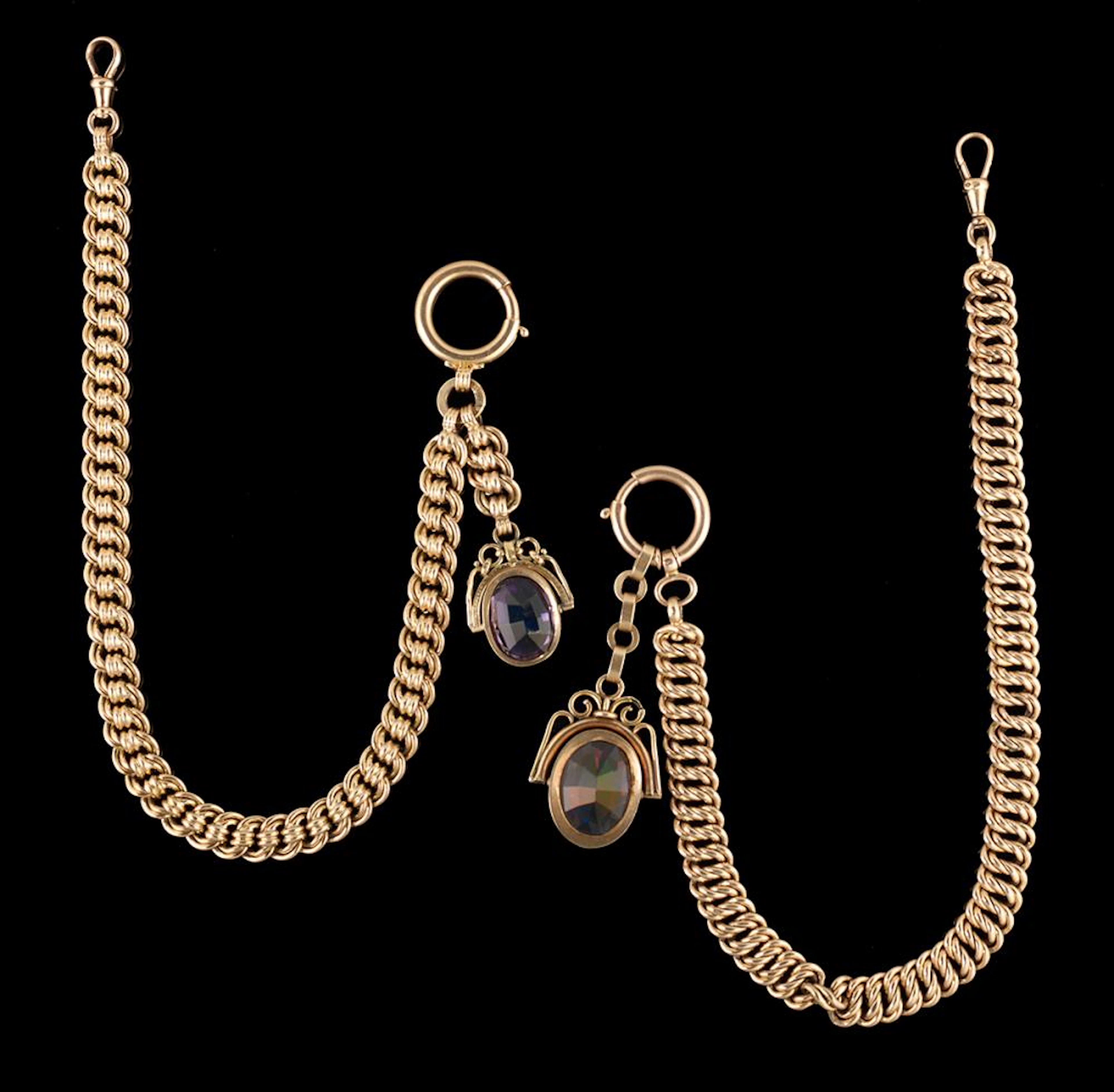 Two Austro-Hungarian 18K Rose Gold Gentleman's Watch Chains