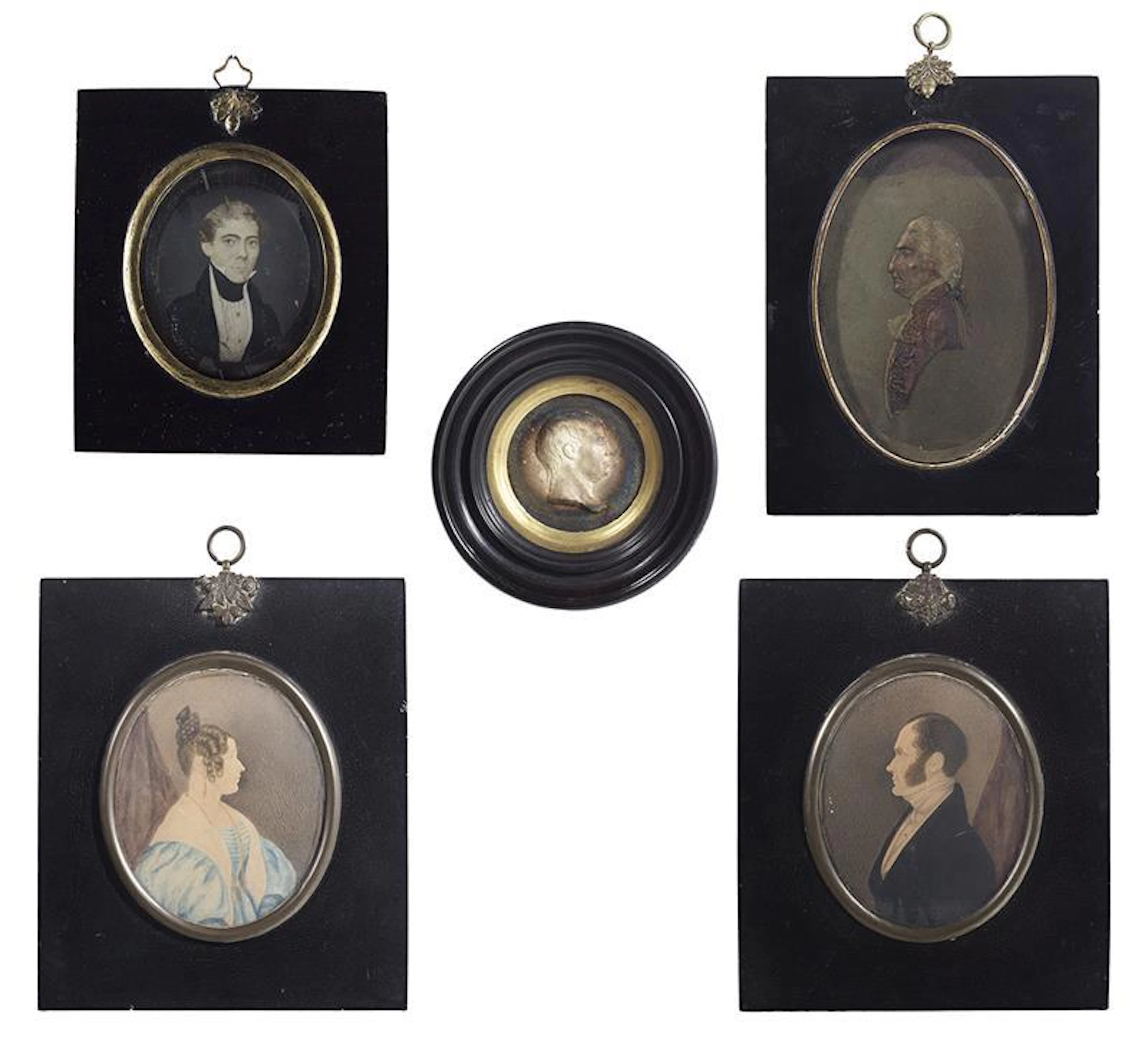 Collection of Five Portrait and Bust Miniatures