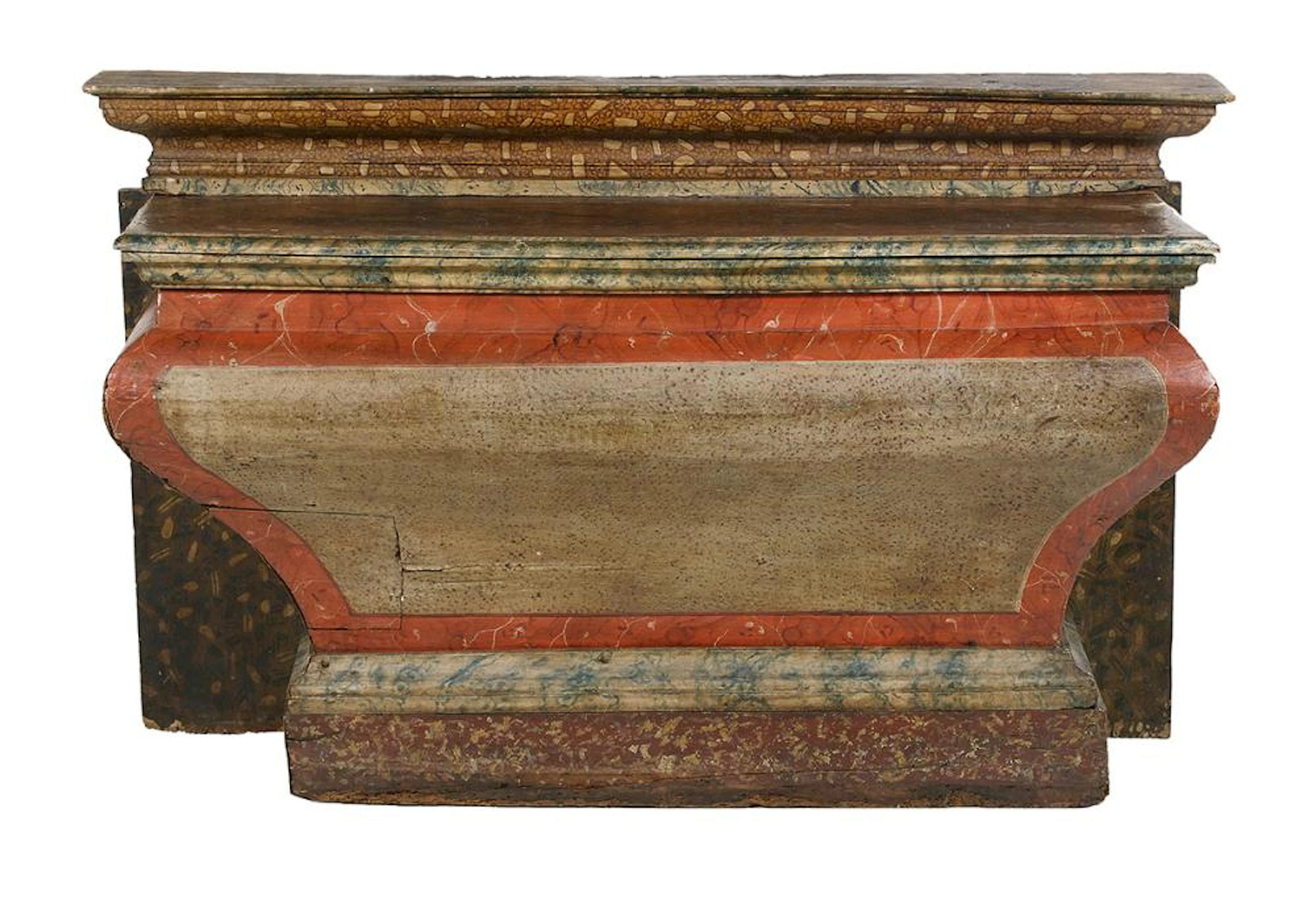 Italian Polychromed and Faux Marbre Elmwood Altar/Console