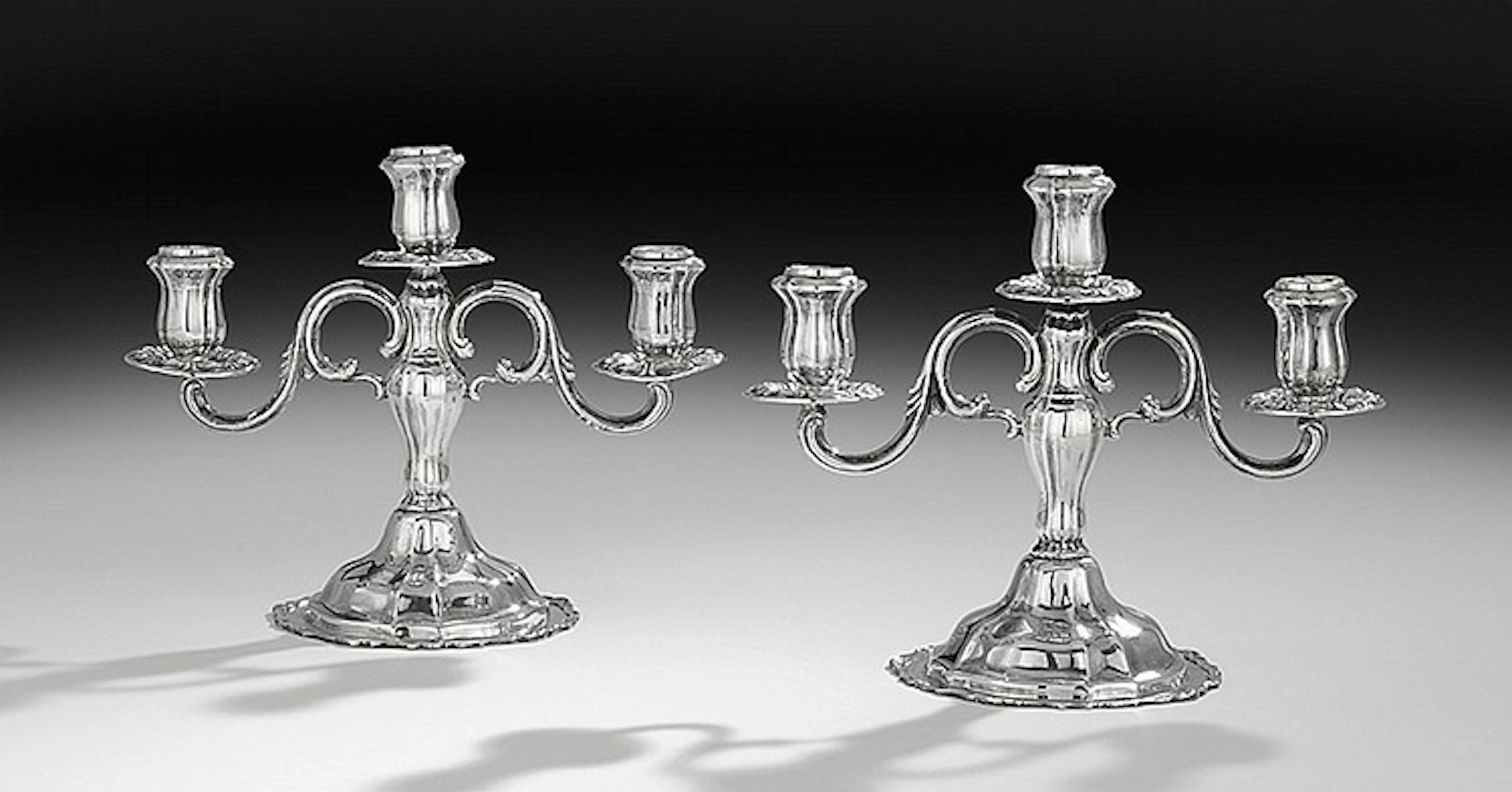 Pair of Camusso Sterling Silver Candelabra