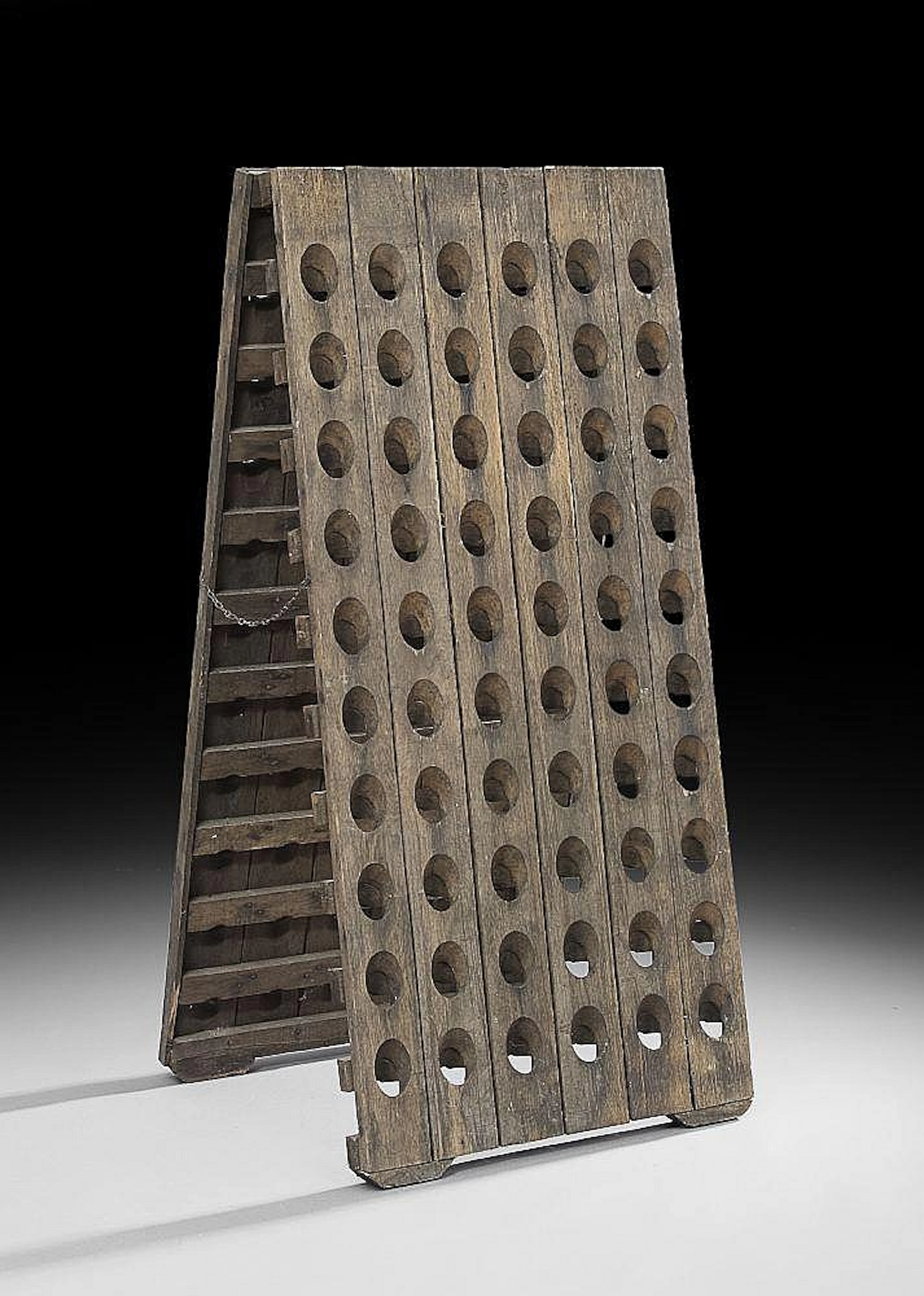 Stained Oak Two-Part Riddling Rack