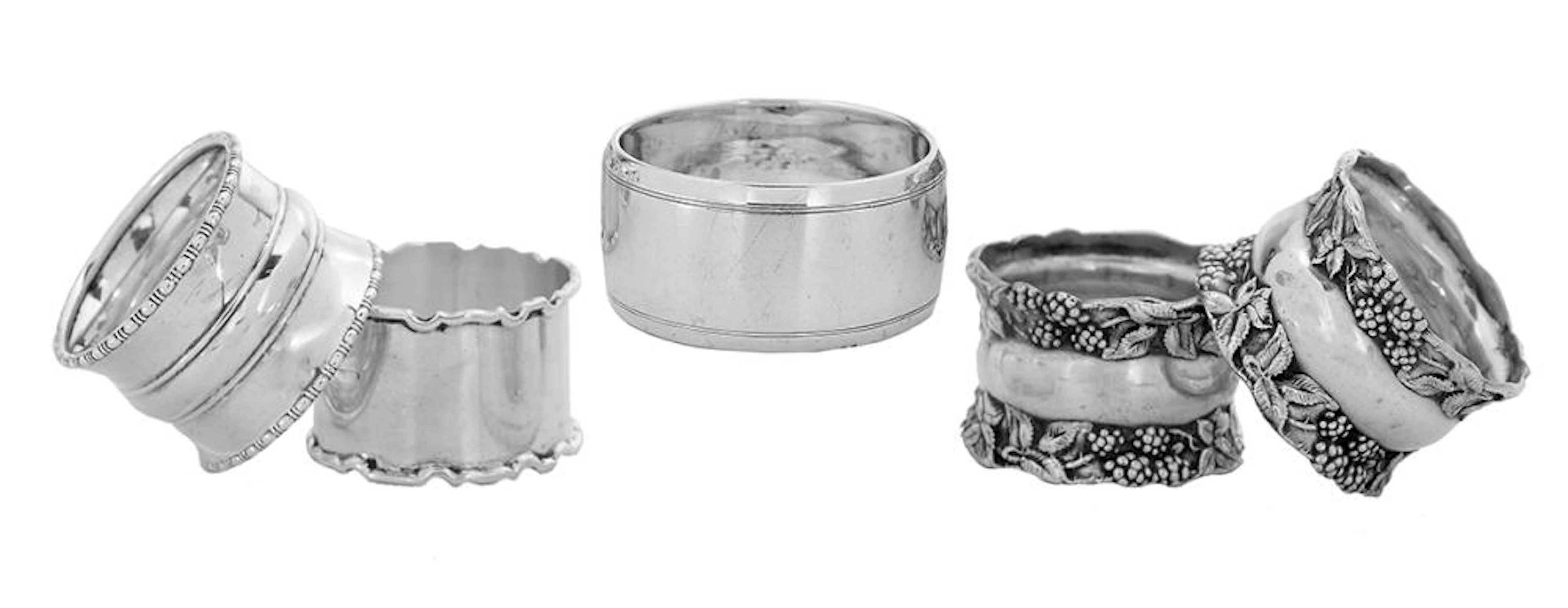 Five Sterling Silver Napkin Rings