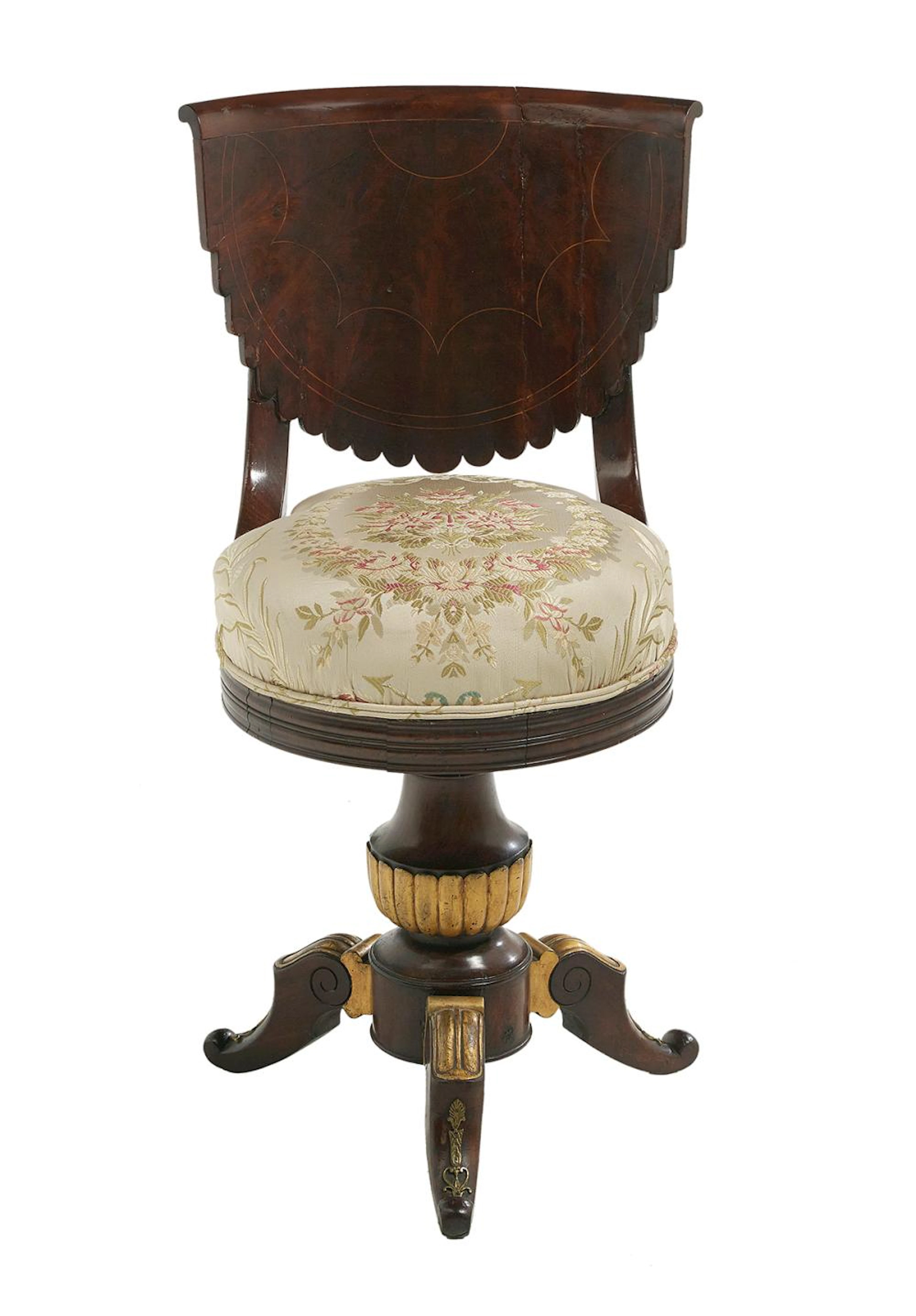 Empire Parcel-Gilt Mahogany Swivel Piano Chair