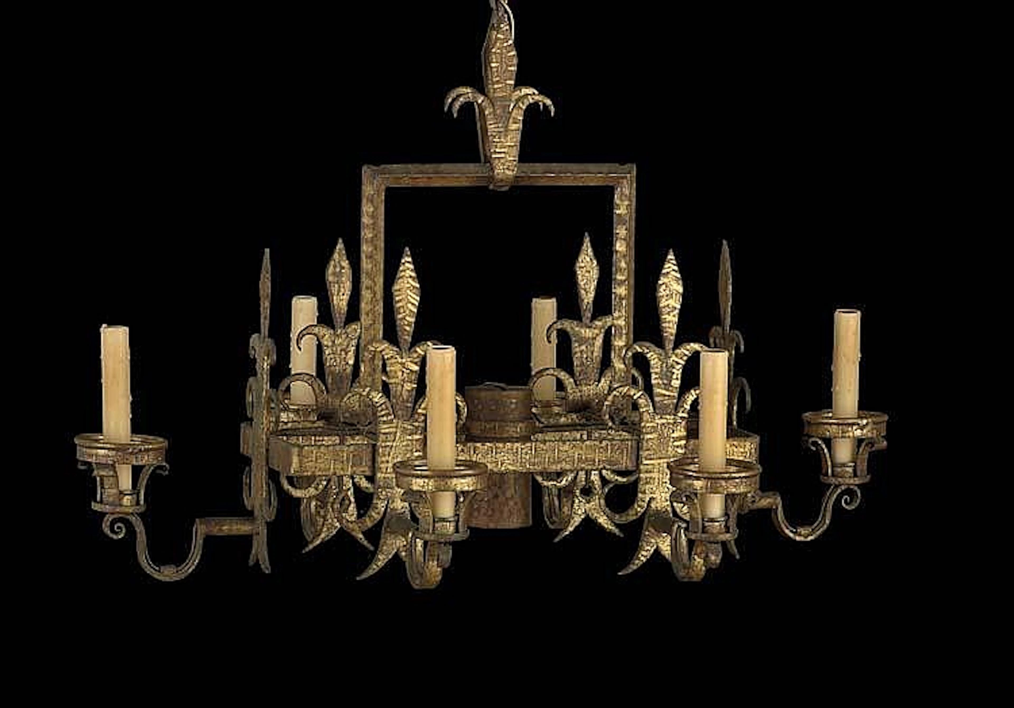 French Gilt-Metal Seven-Light Chandelier